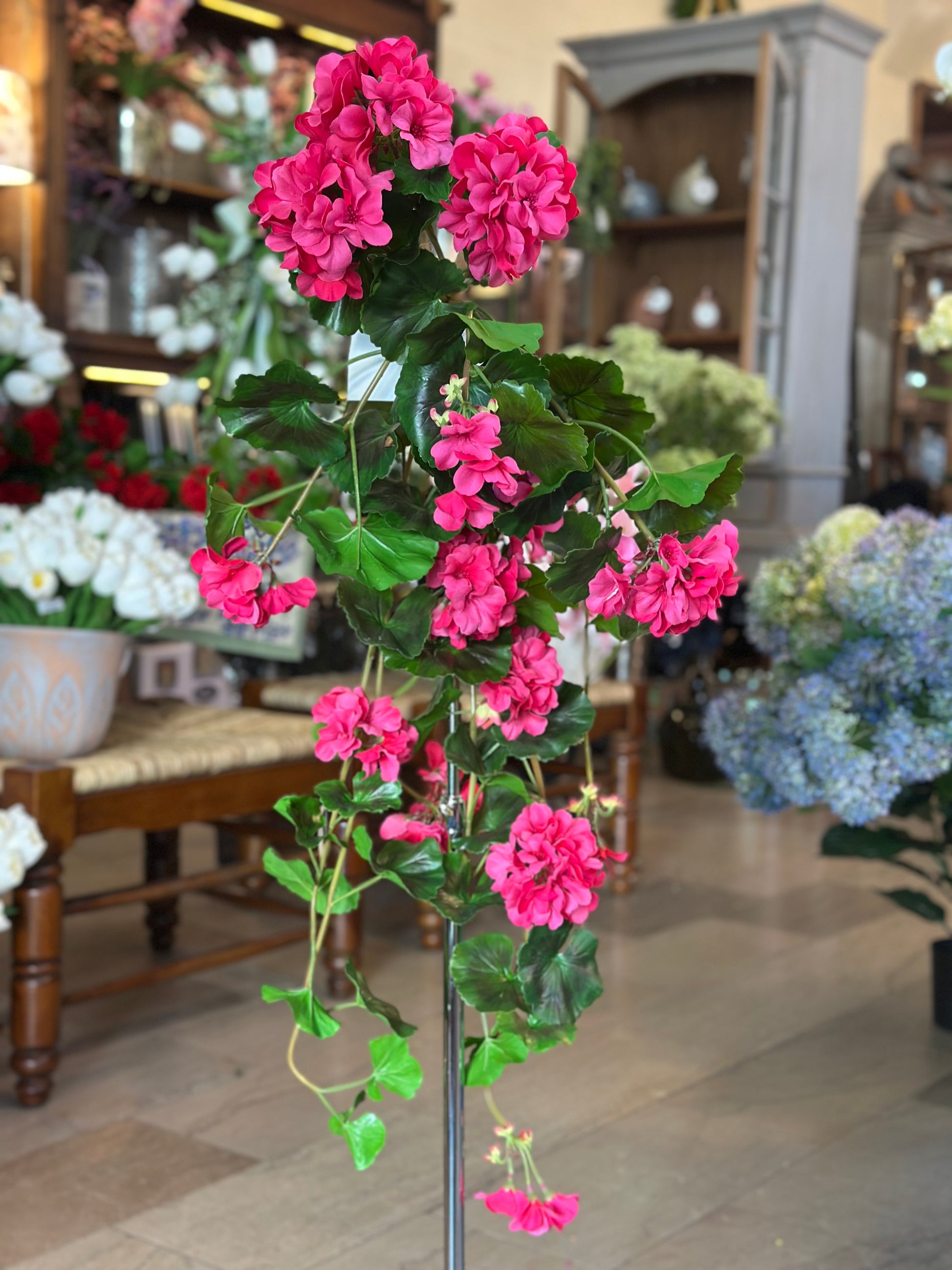 hanging geranium plants for sale 36" UV-Rated Natural Touch Summer Hanging Geranium Plant (COLOR OPTION – Hoskins In The Flat Clinton
