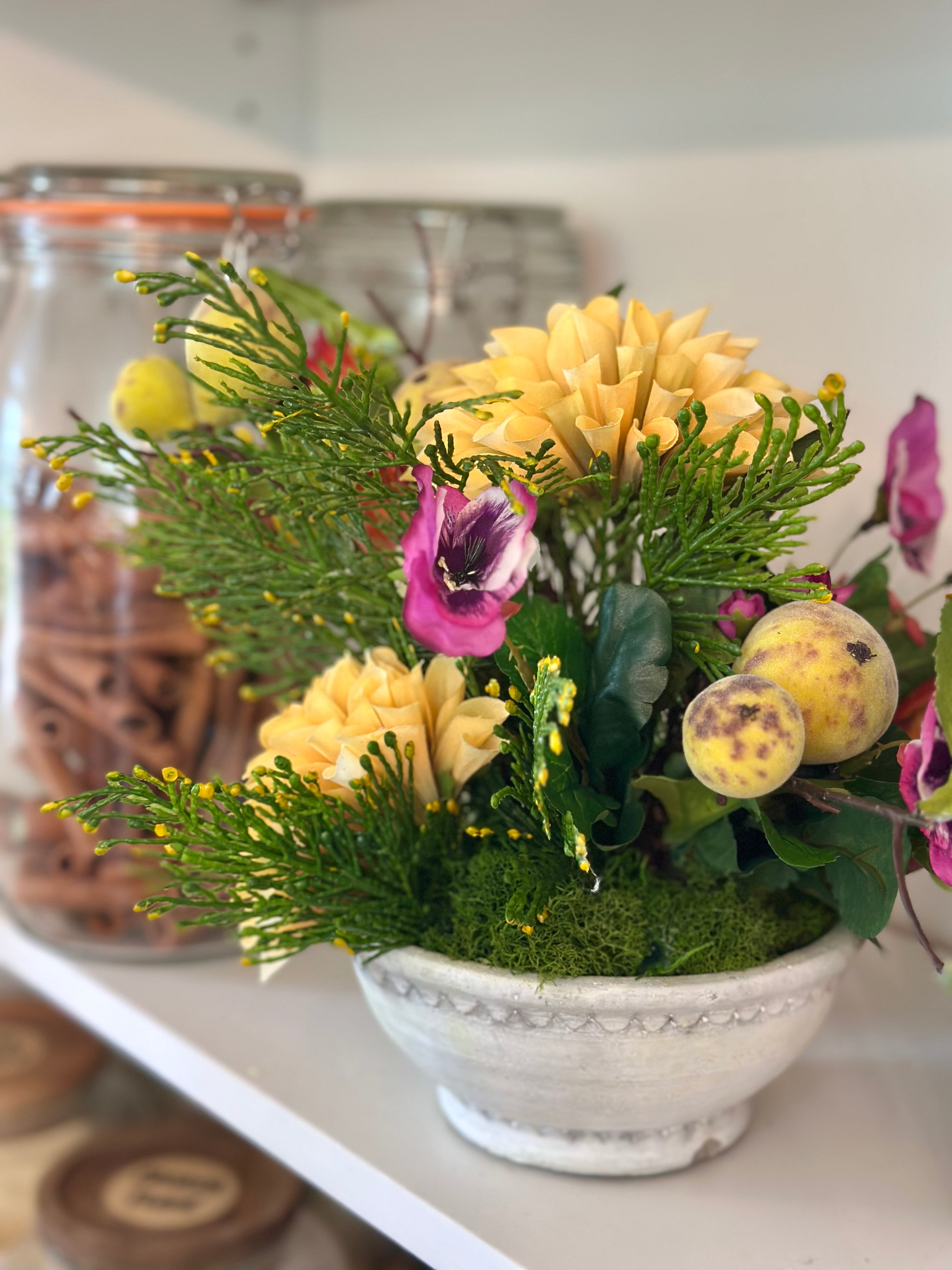 Dahlia, Repen, and Pear Arrangement