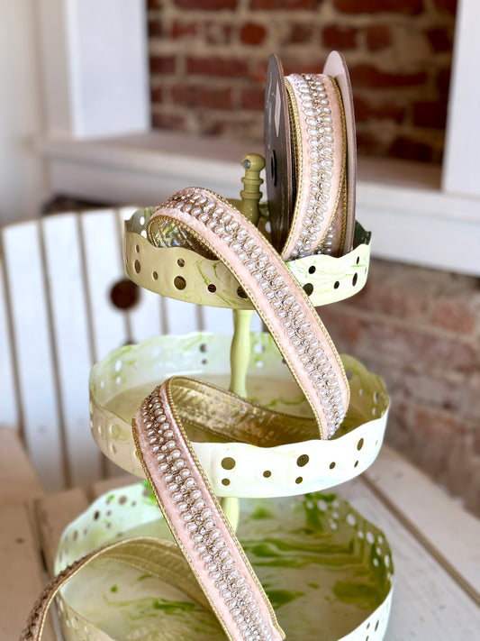1.5” Pearl Necklace Ribbon, SOLD BY THE YARD