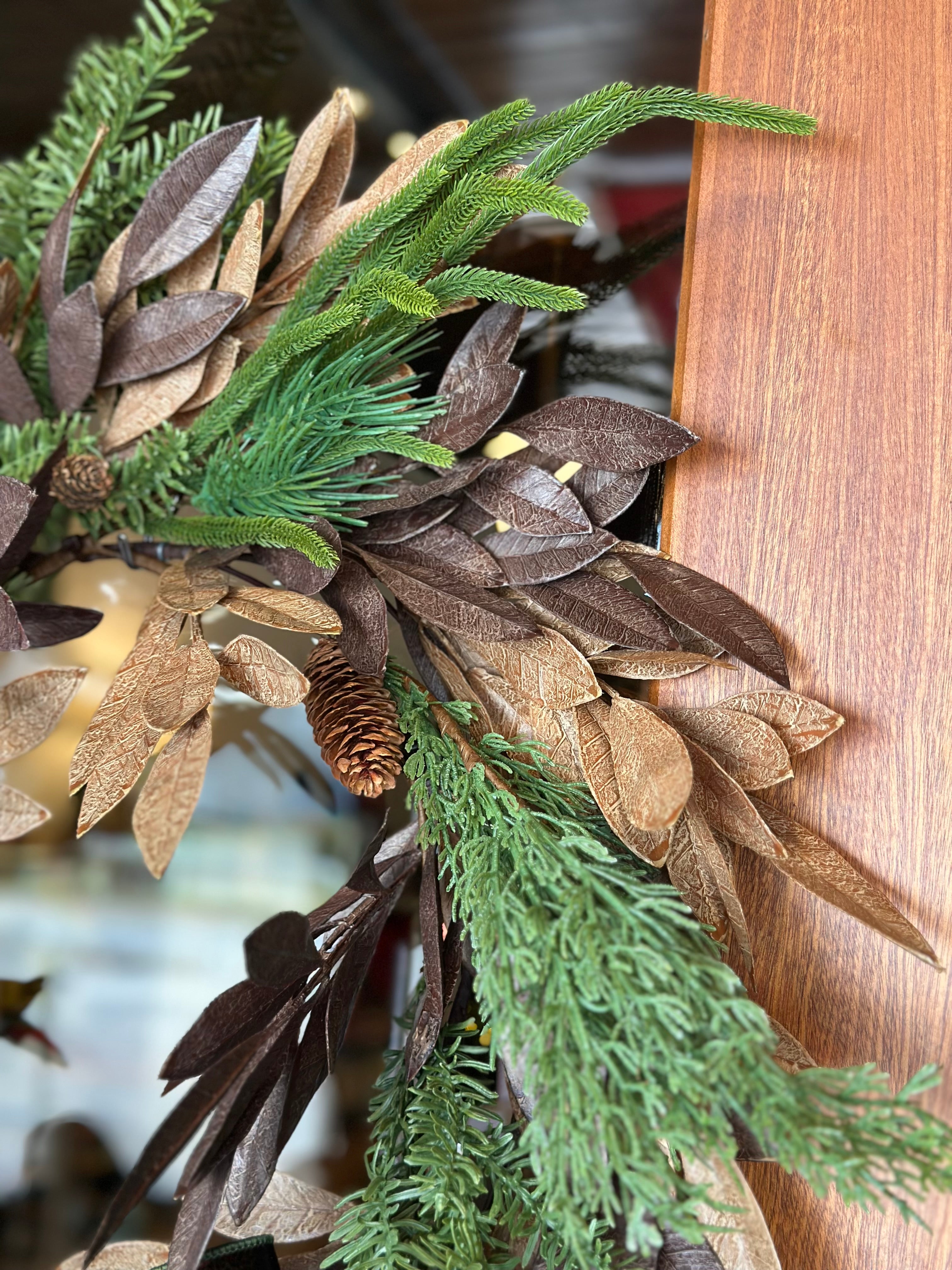Brown Bay Leaf with Mixed Greens Wreath