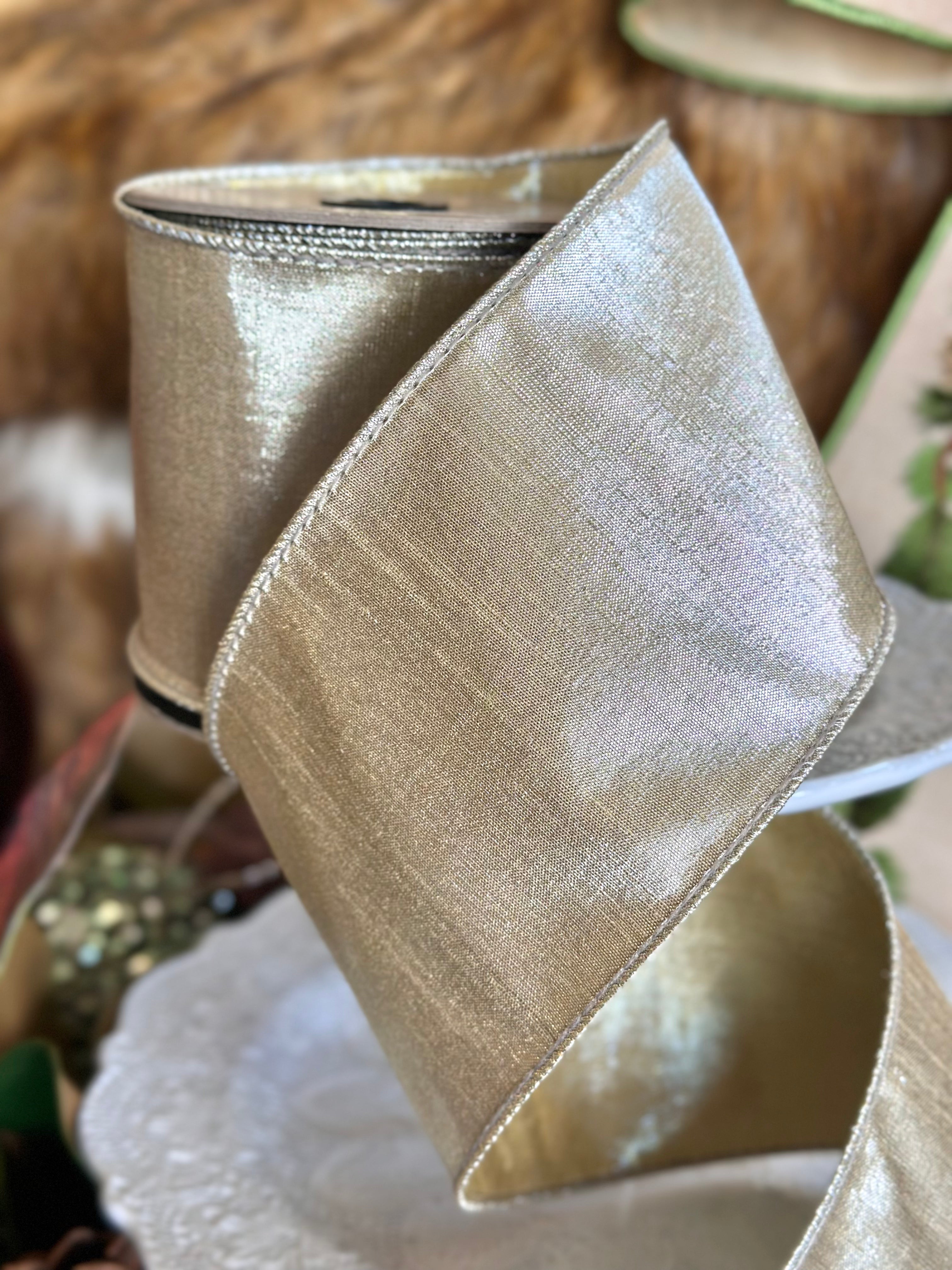 4”x10yards Champagne Wired Taffeta