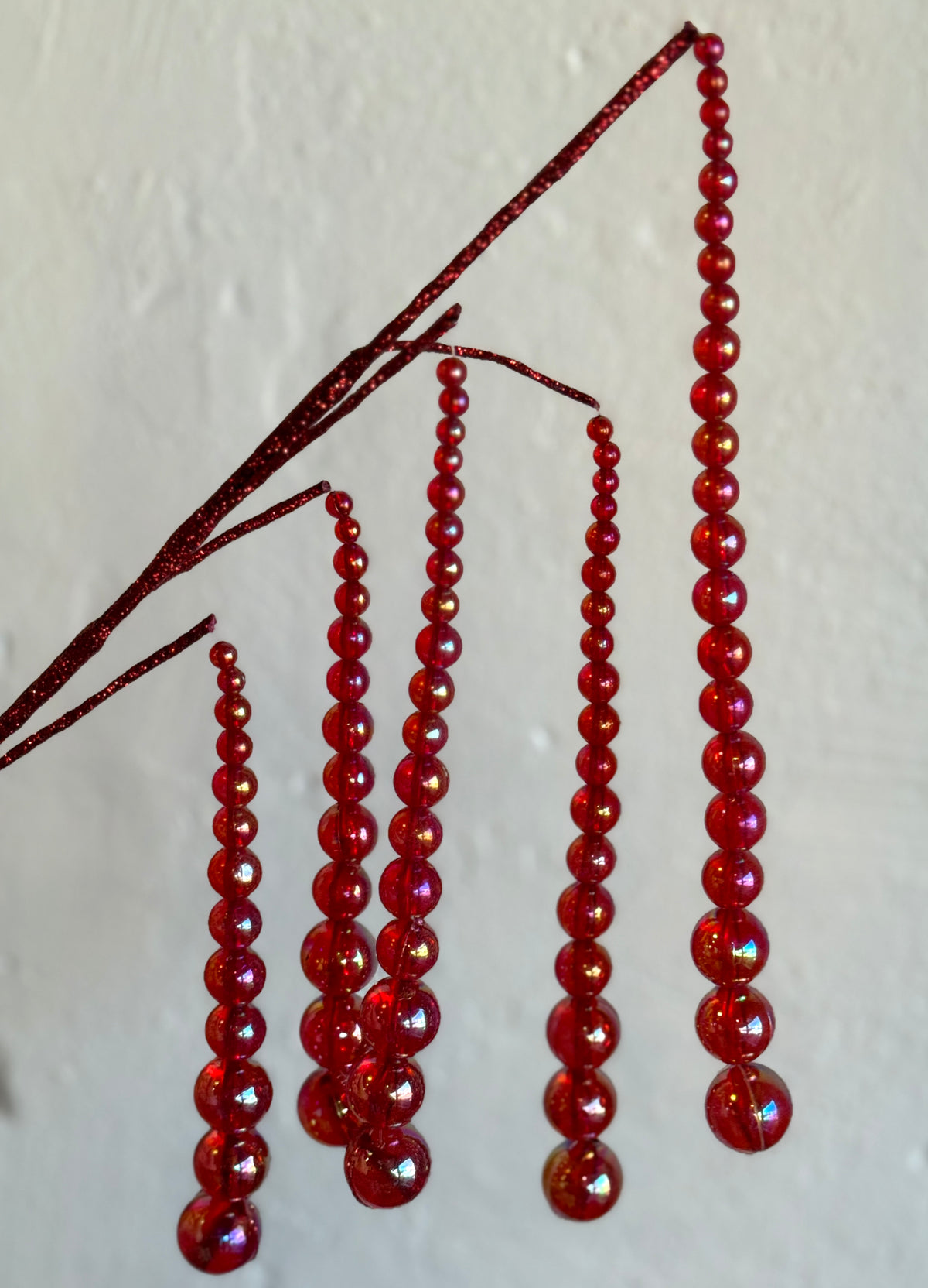 FUCHSIA-HANGING IRIDESCENT BEAD SPRAY, 30”
