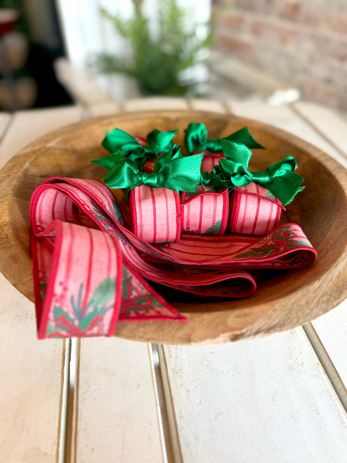 Vintage Holly Stripe Ribbon