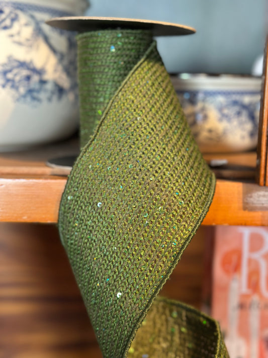 4"x5Y Dark Green Crochet Ribbon