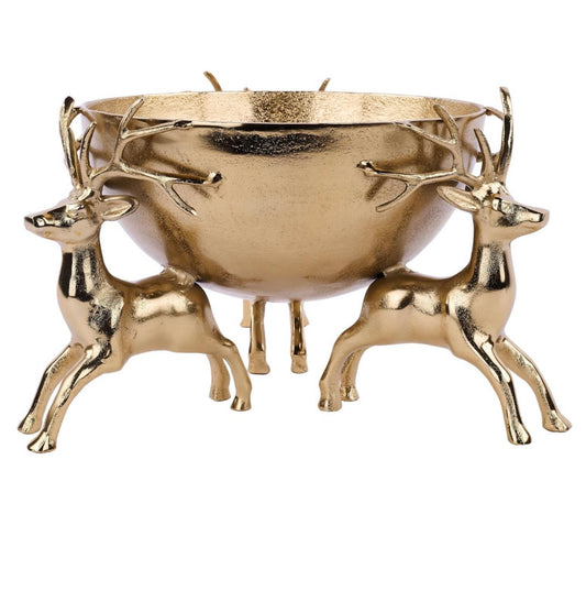 Aluminum Triple Deer Bowl, Gold