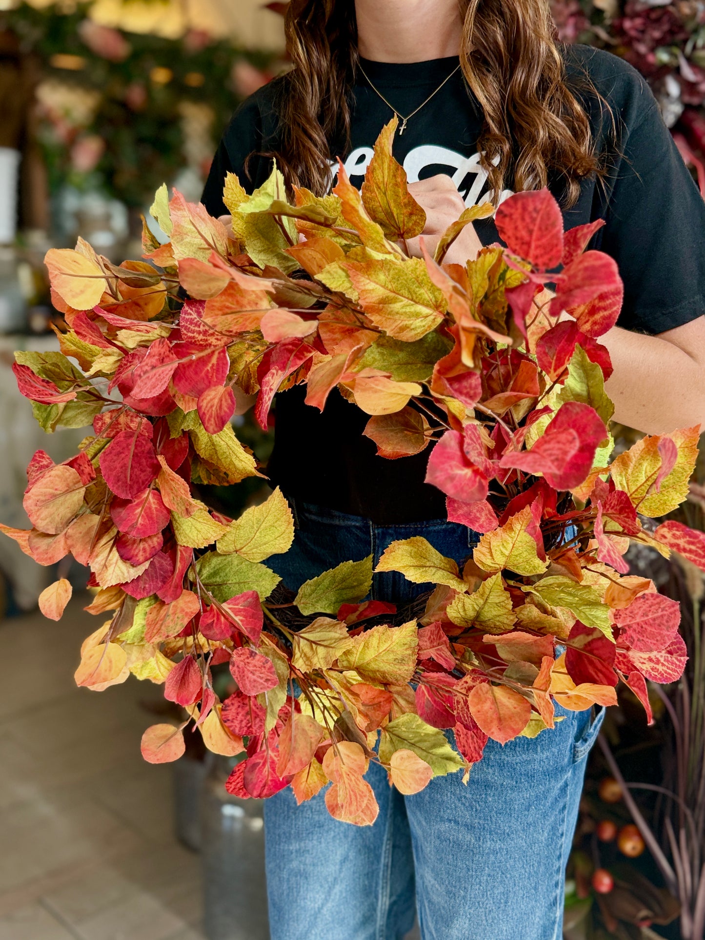 23" CRIMSON LEAVES MAPLE WREATH, YELLOW/GOLD