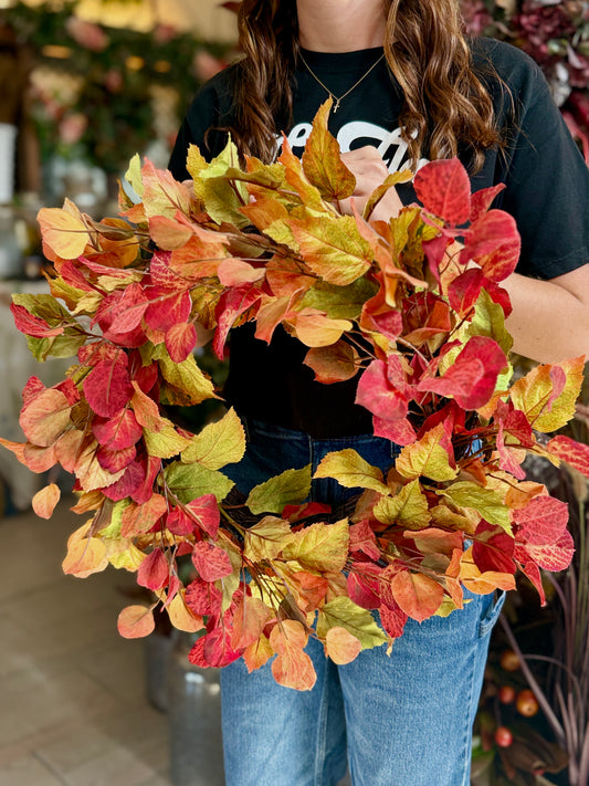 23" CRIMSON LEAVES MAPLE WREATH, YELLOW/GOLD