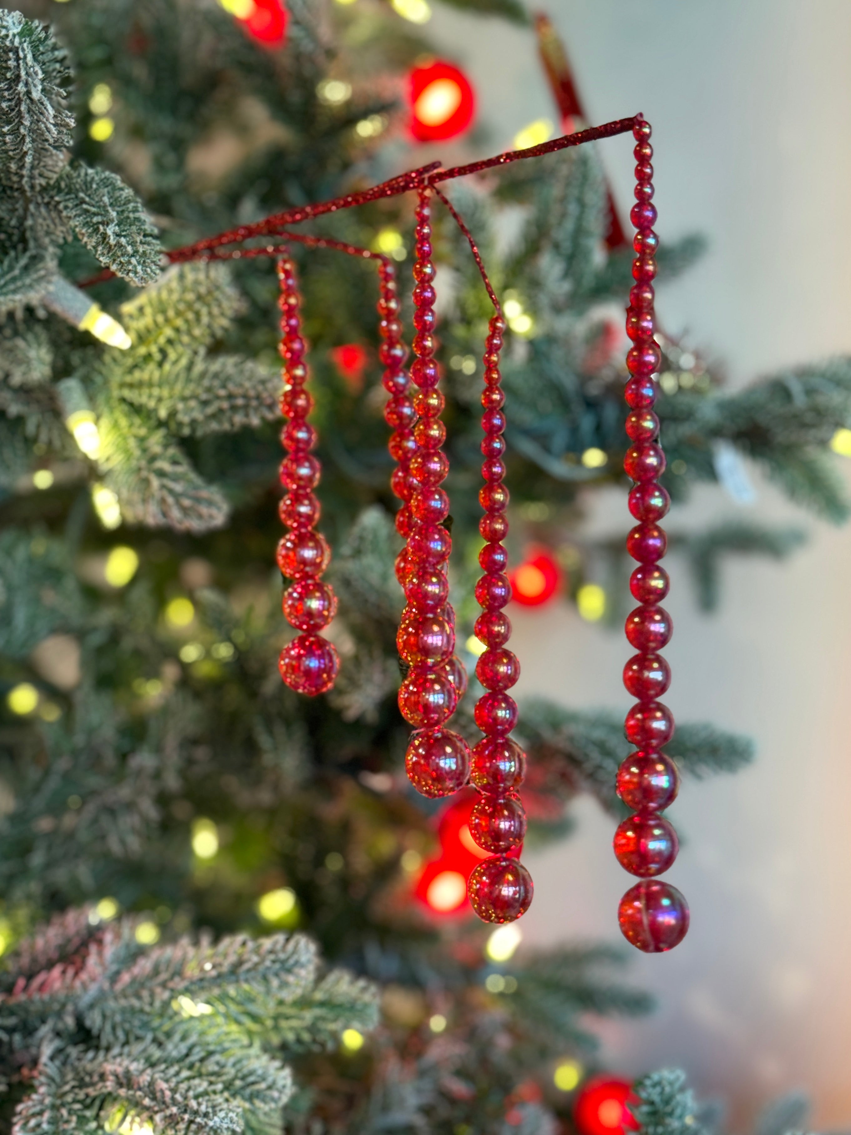 FUCHSIA-HANGING IRIDESCENT BEAD SPRAY, 30”