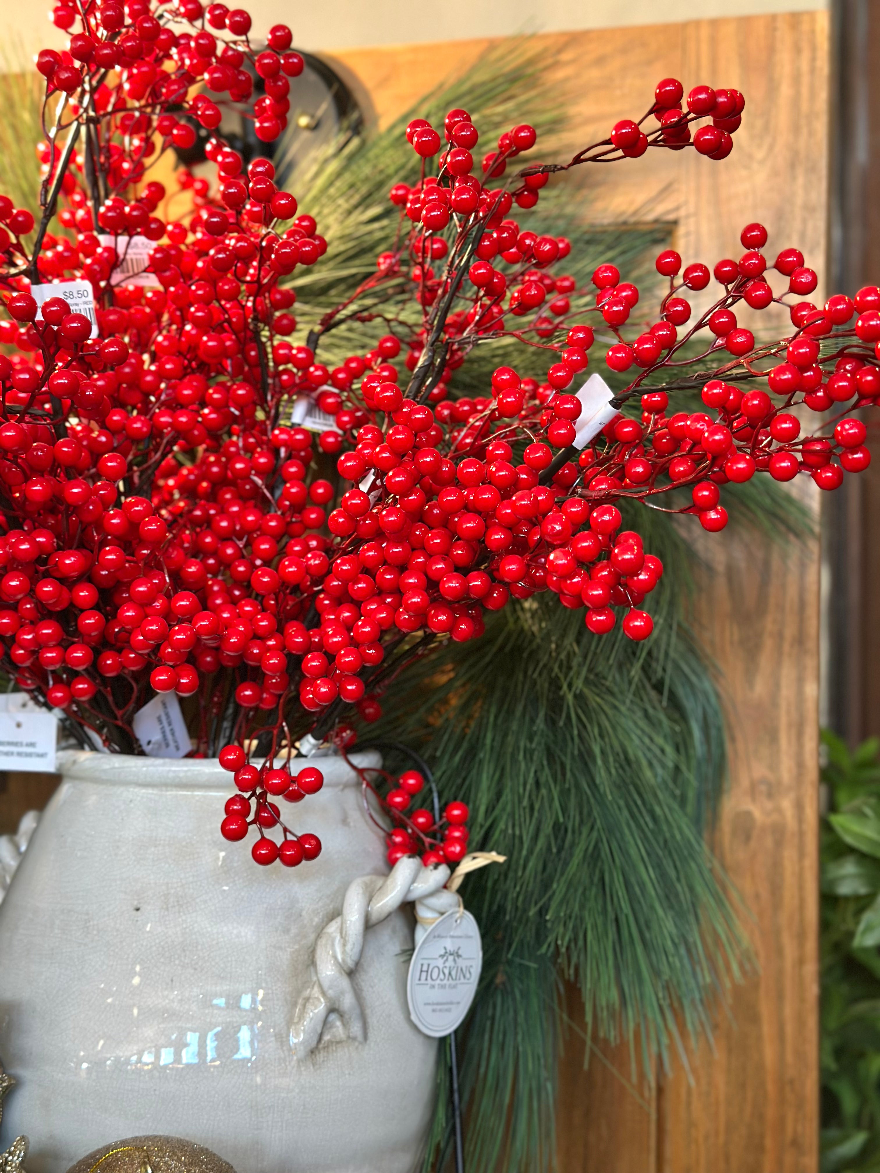 27” WP Petite Cluster Berry Spray - RED