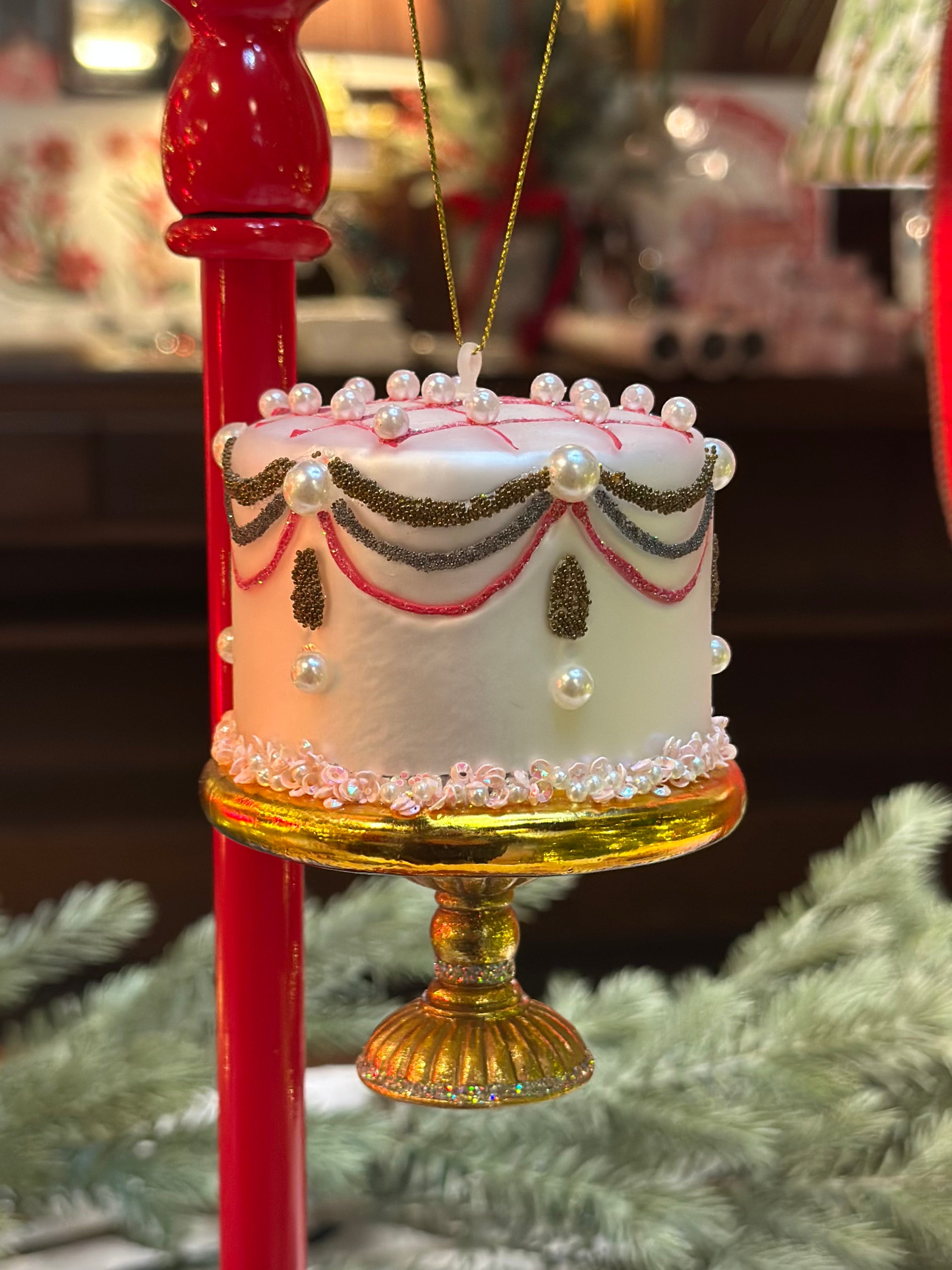 4" Glass Cake Ornament