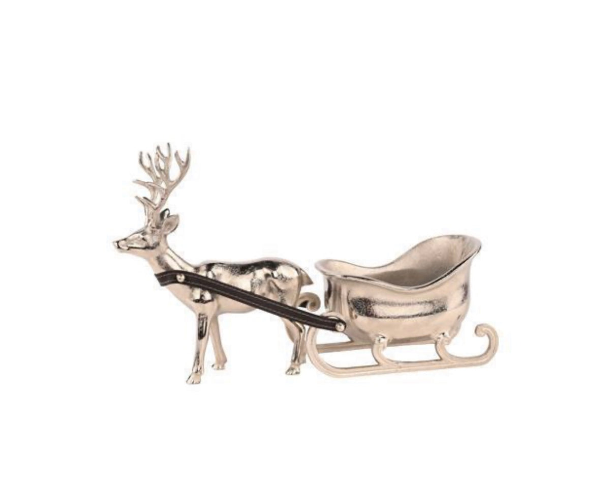 ALUMINUM REINDEER W/SLEIGH