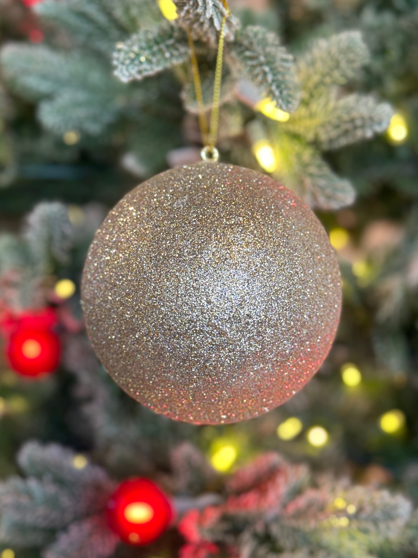 4.5" Foam Ball Ornament - Silver/Gold Glitter
