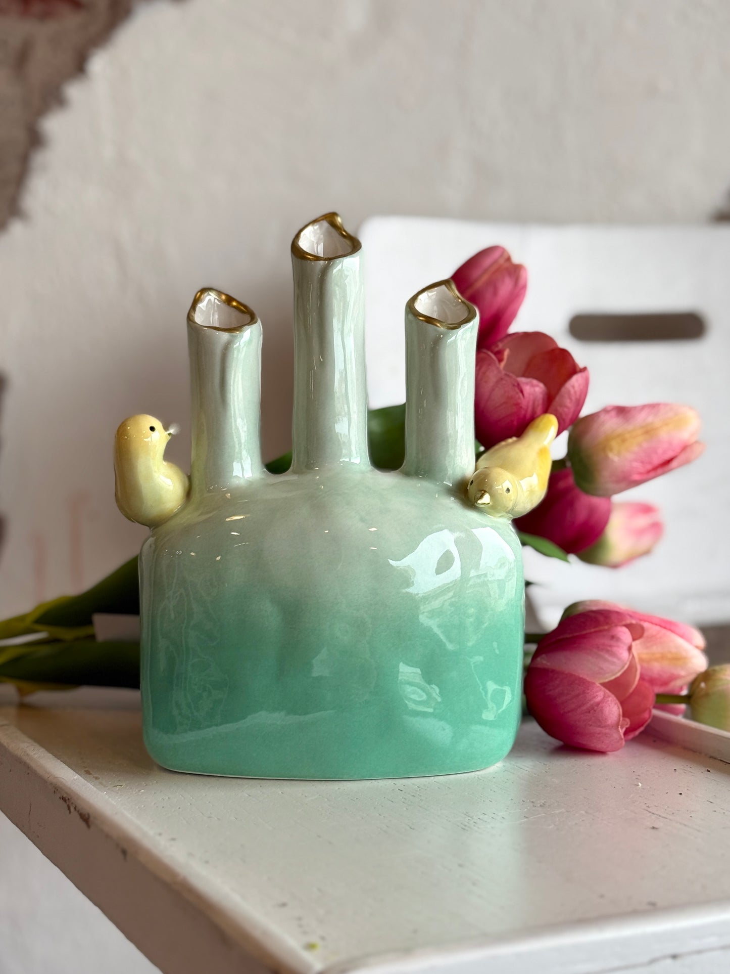 8" Bird Tulip Vase