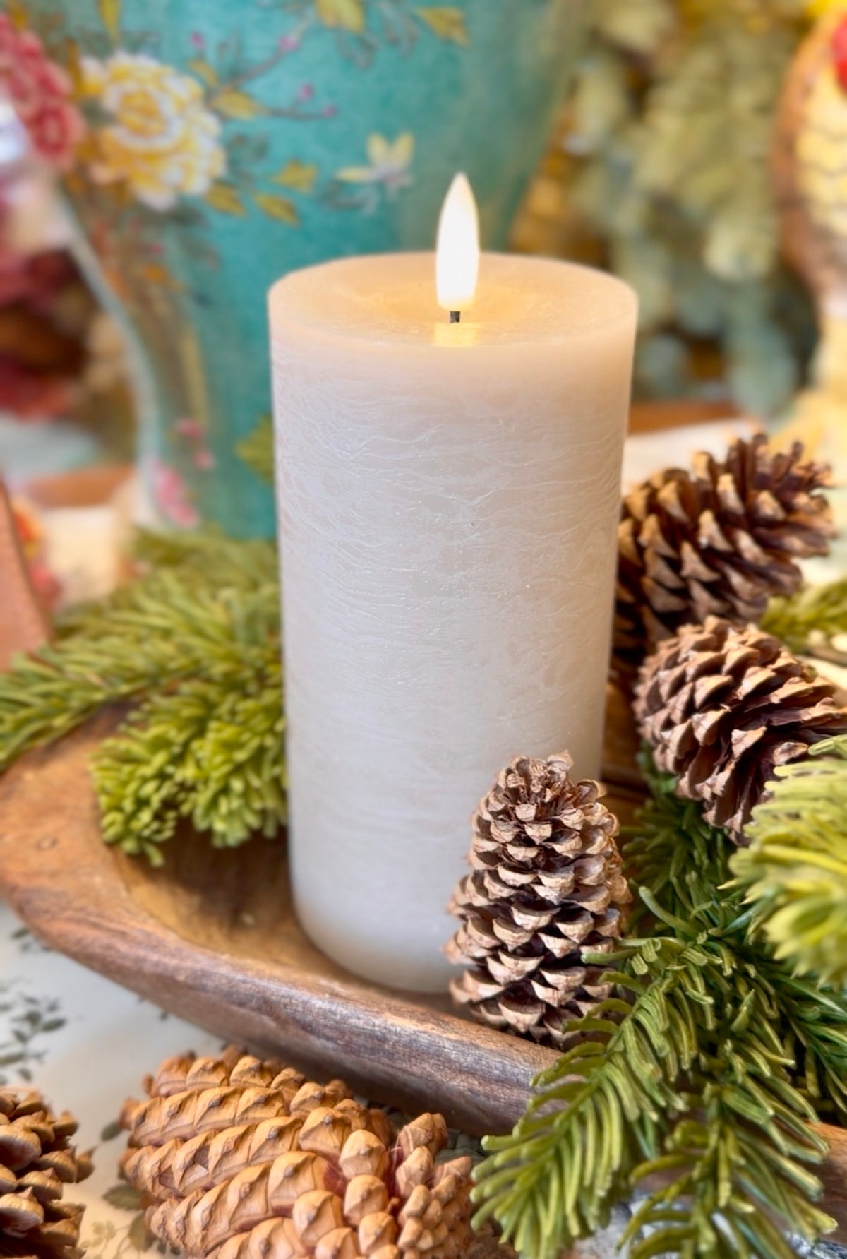 Taupe LED Pillar Candle (Size Options)
