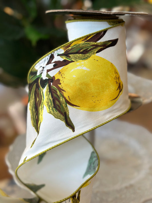 4" Lemon & Leaf Ribbon