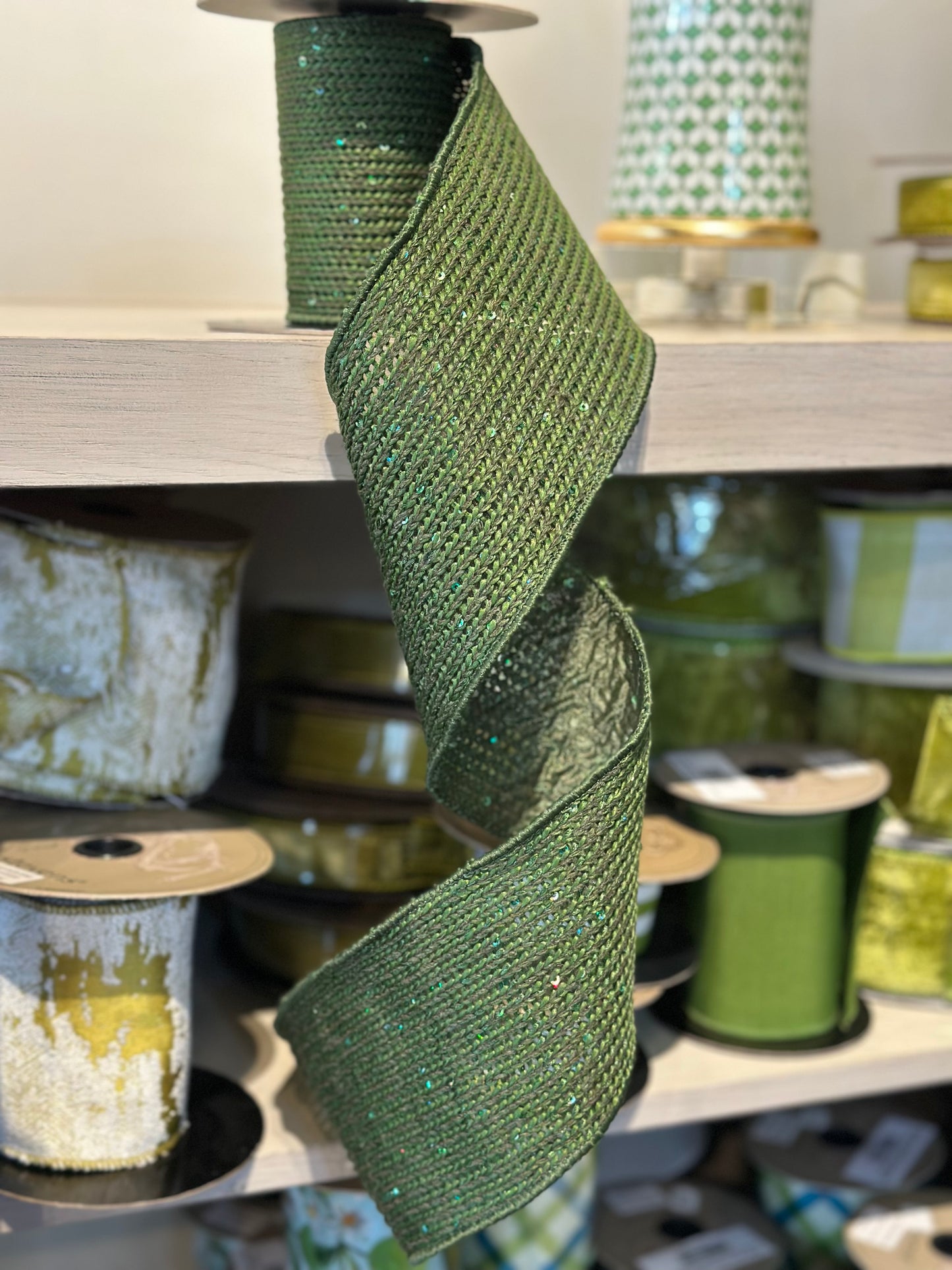4"x5Y Dark Green Crochet Ribbon