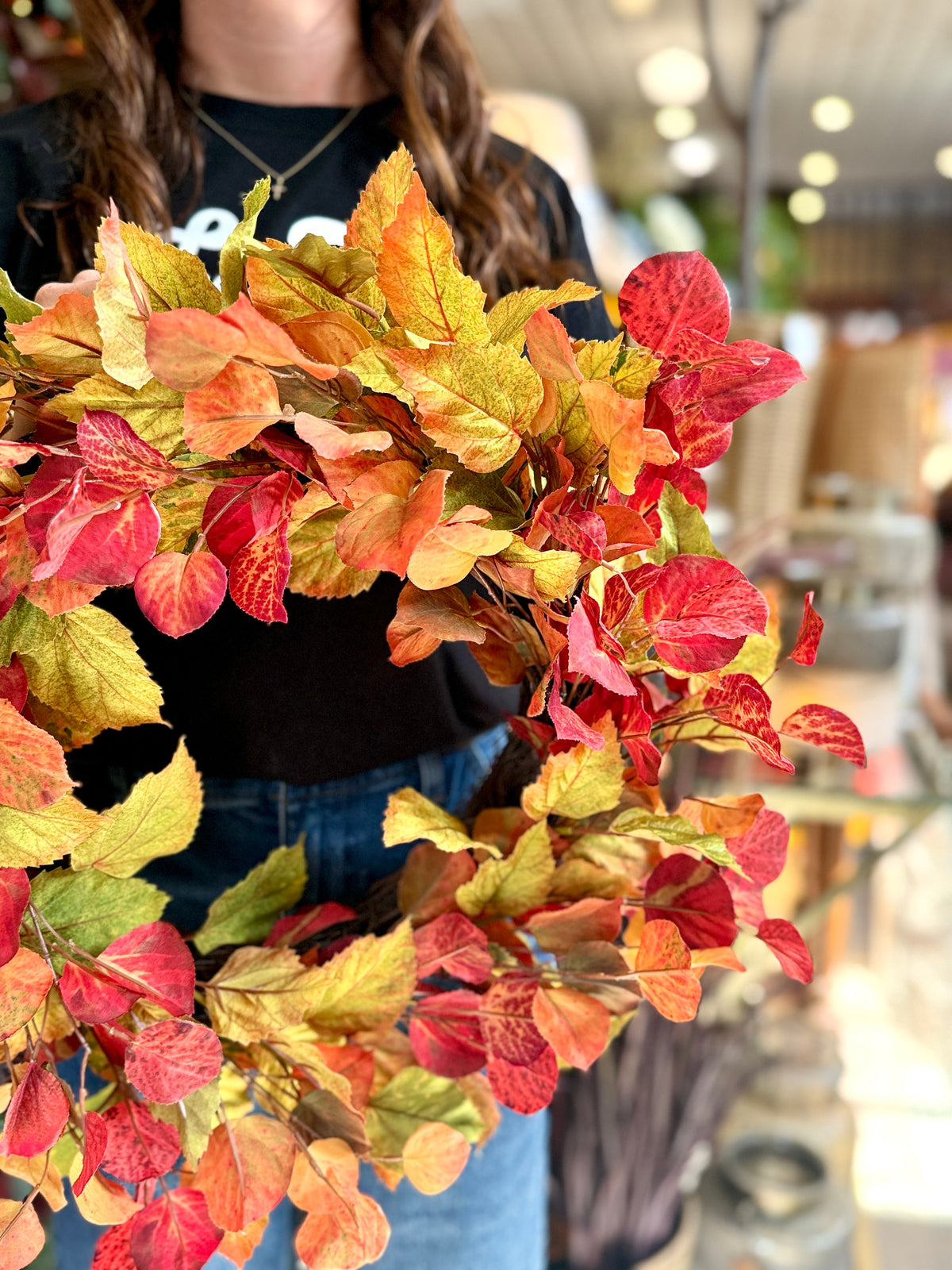 23" CRIMSON LEAVES MAPLE WREATH, YELLOW/GOLD