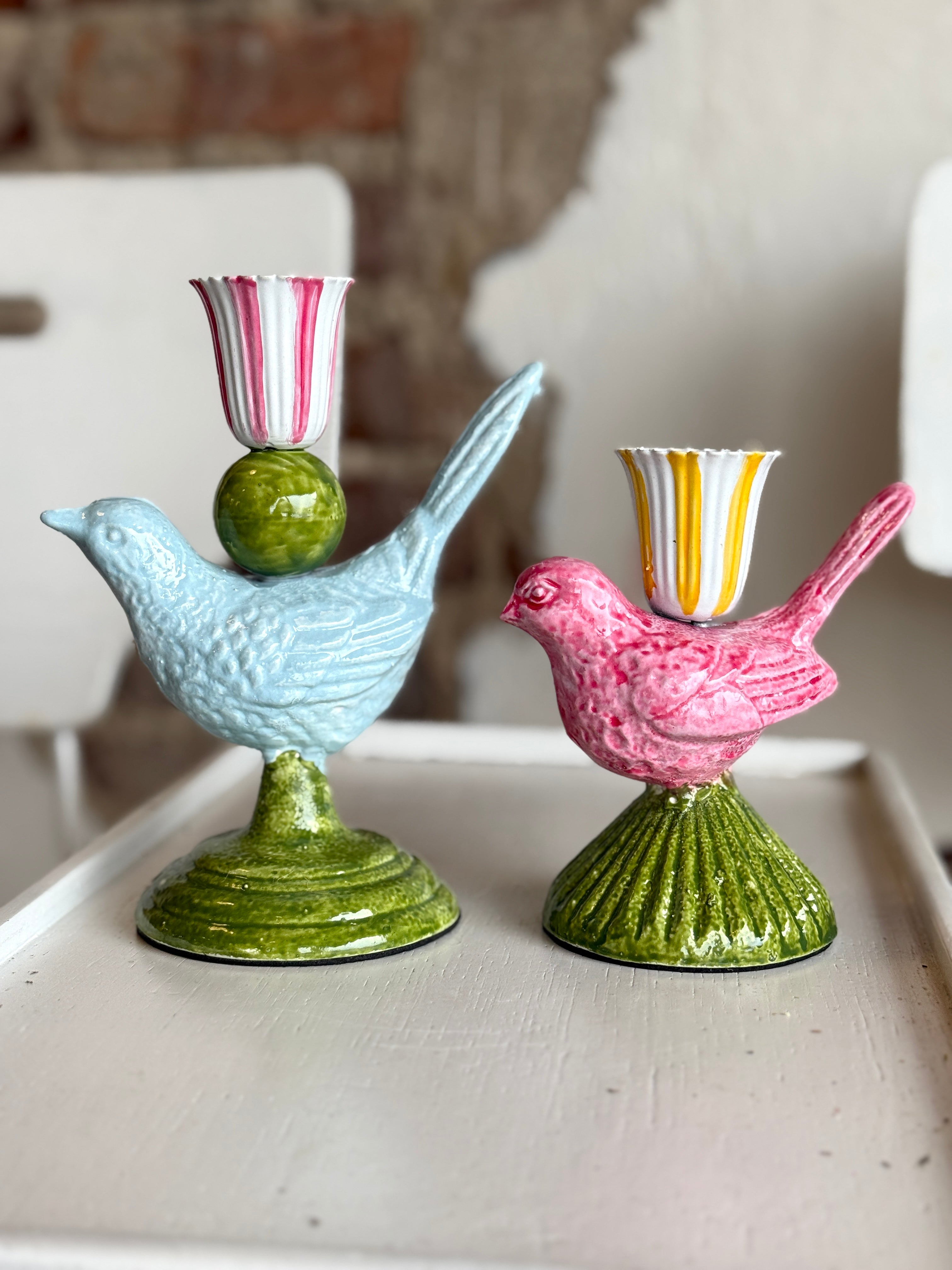 6.75" Bird Candlesticks