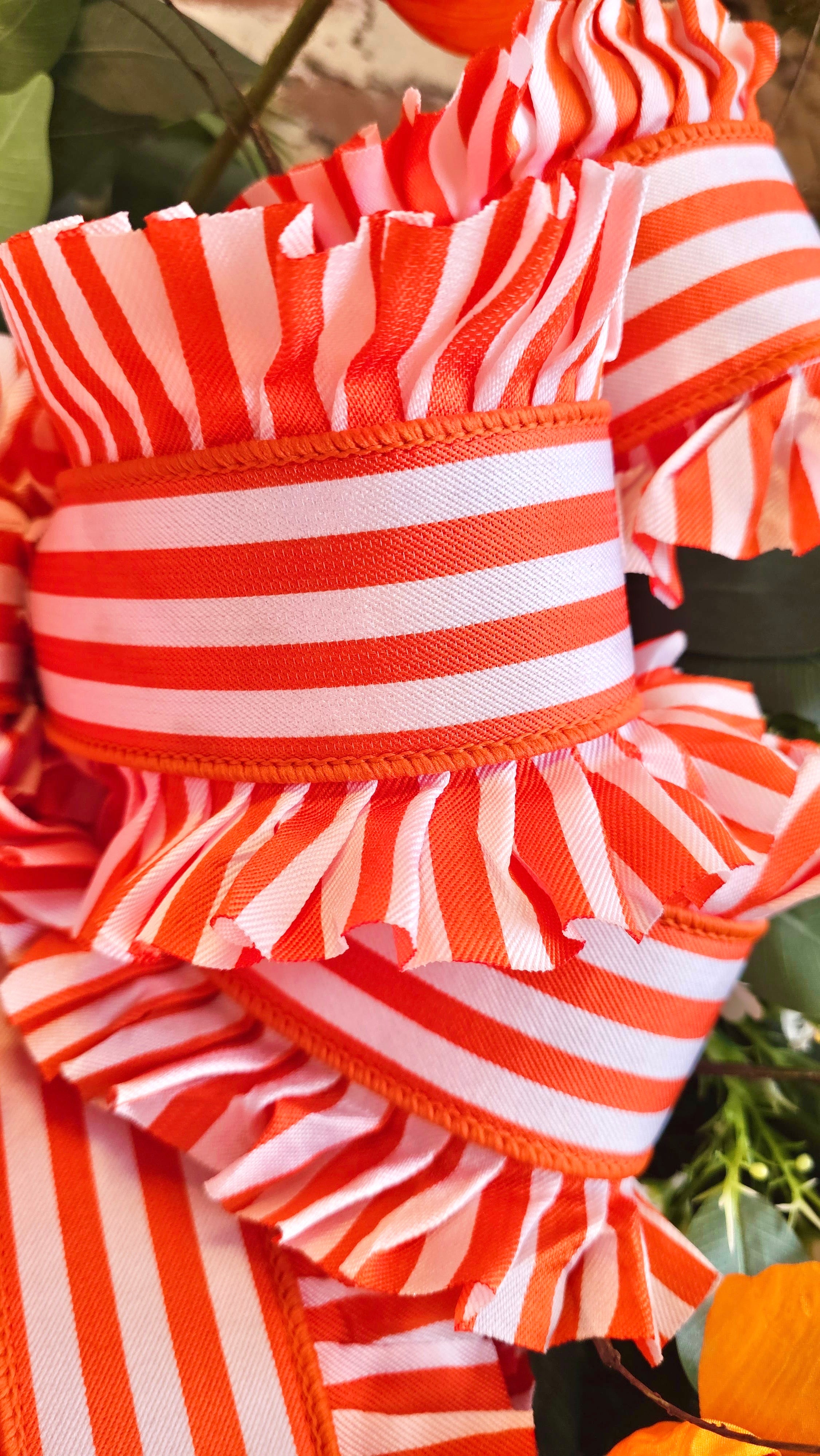 Orange and White and all the Frills Bow