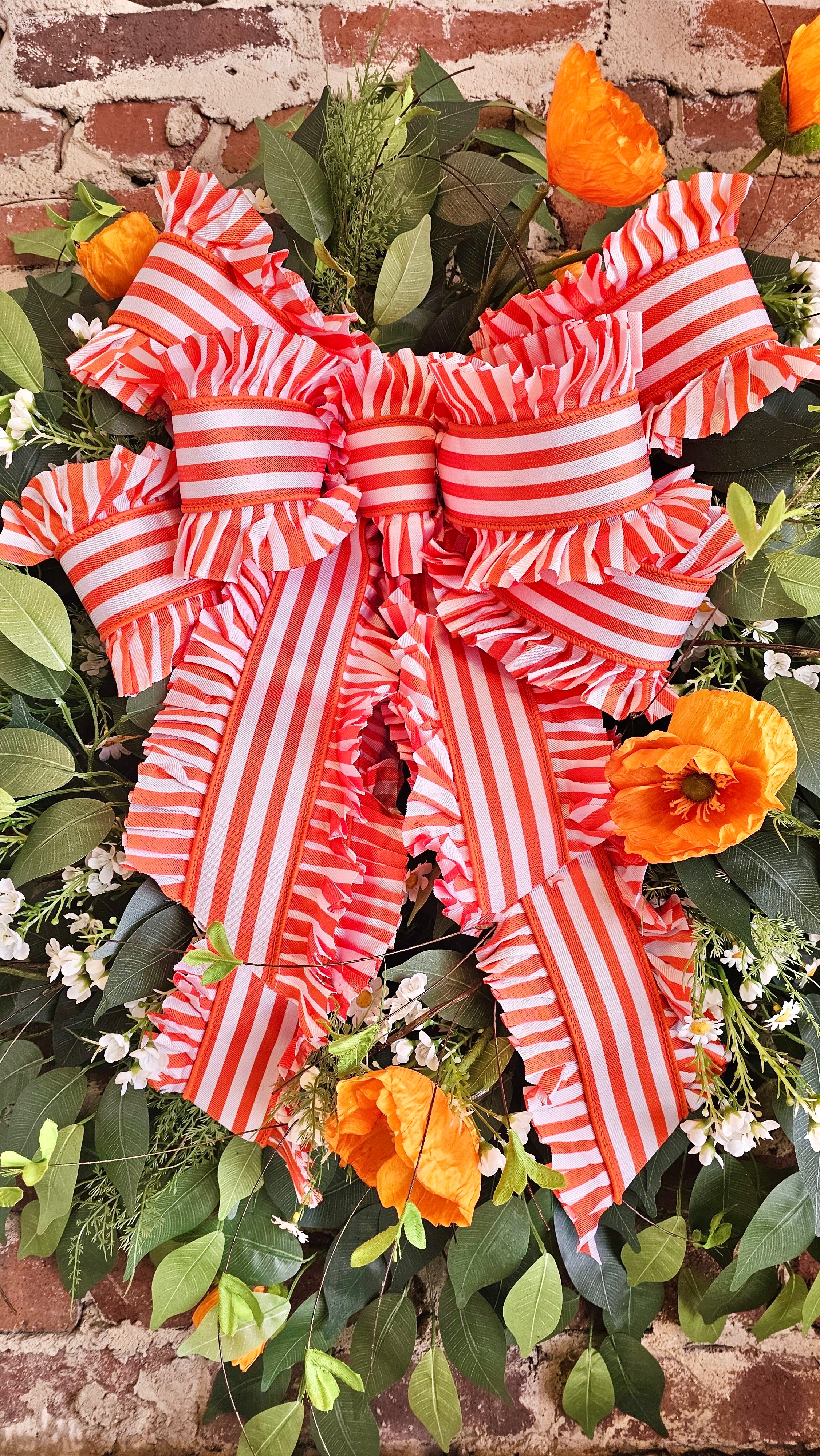 Orange and White and all the Frills Bow
