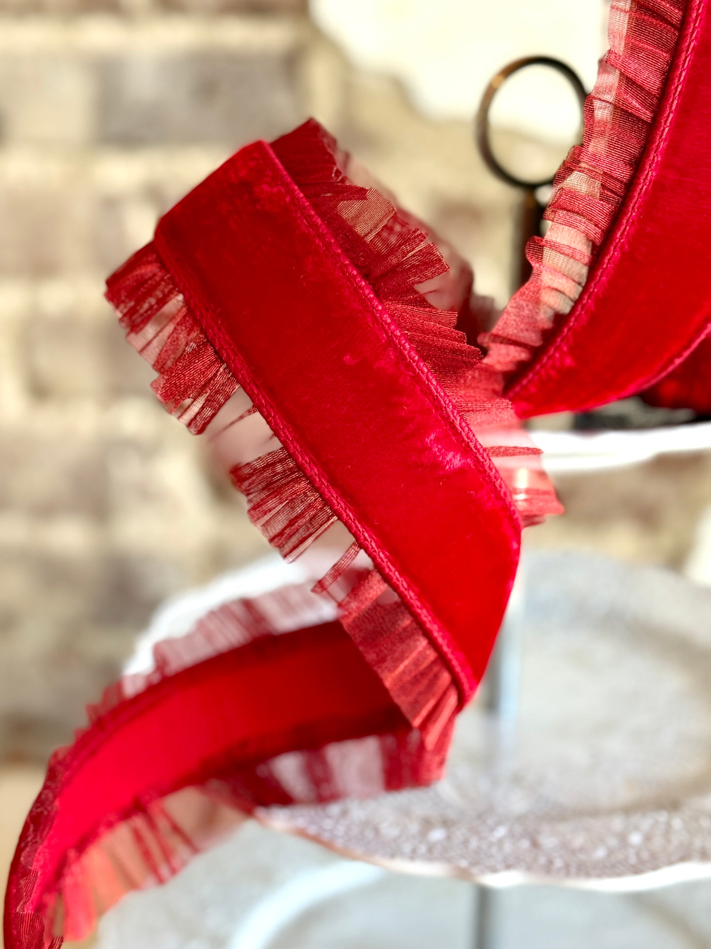 3” Red Sheer Ruffle Ribbon