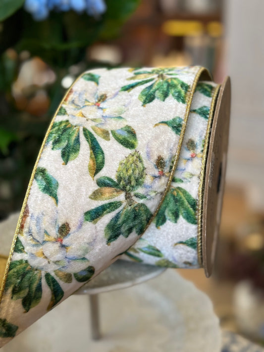 Velvet Magnolia Print, white