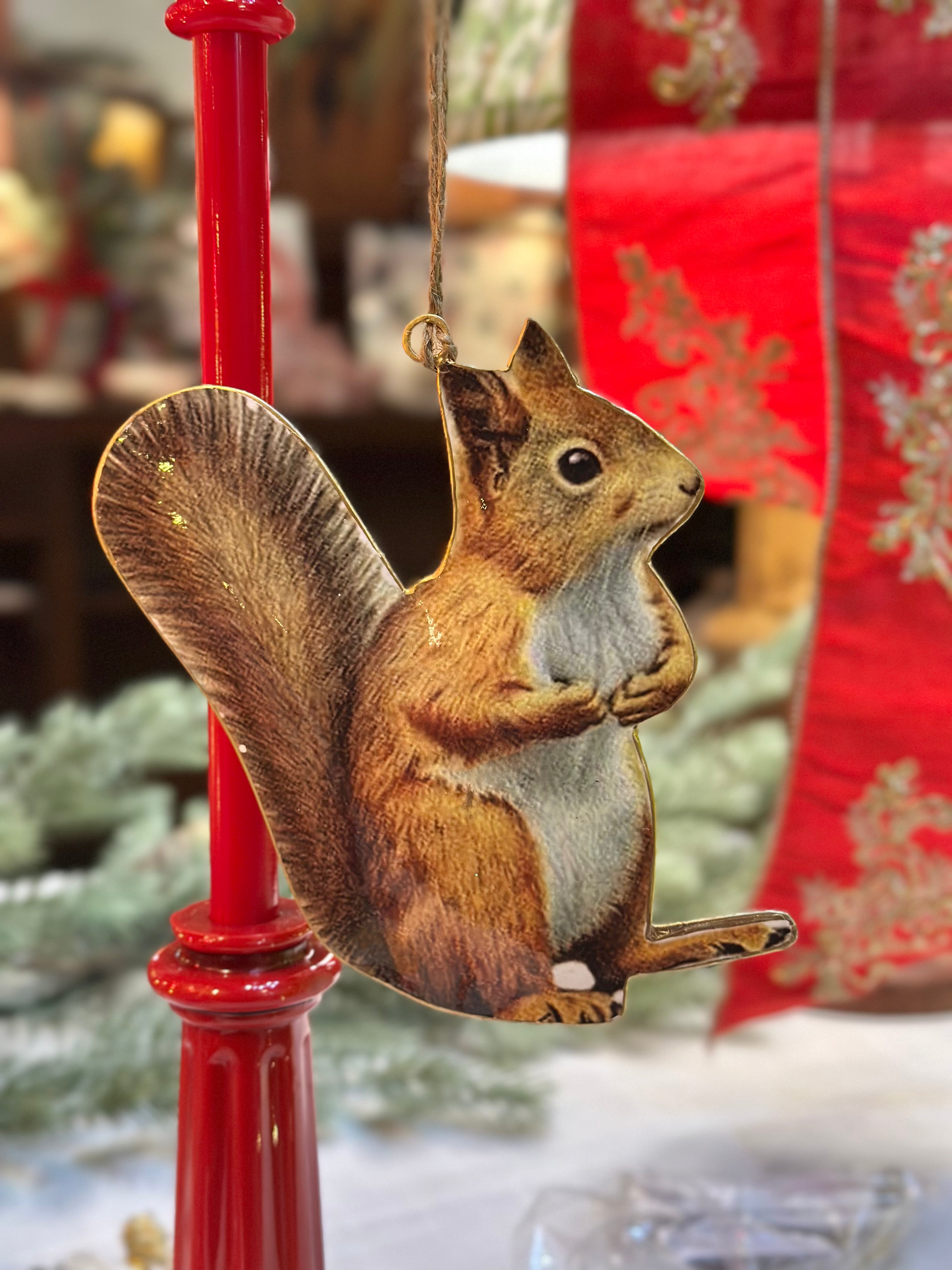 6" Metal Flat Squirrel Ornament