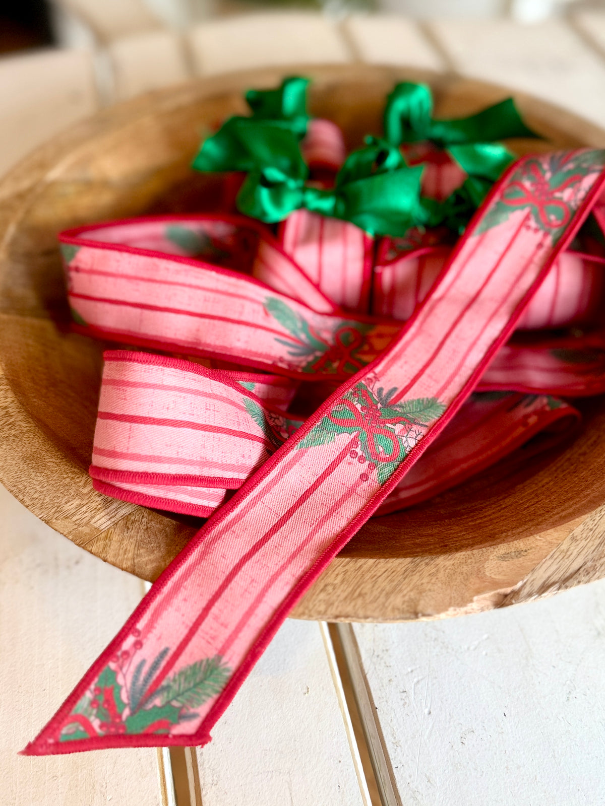 Vintage Holly Stripe Ribbon