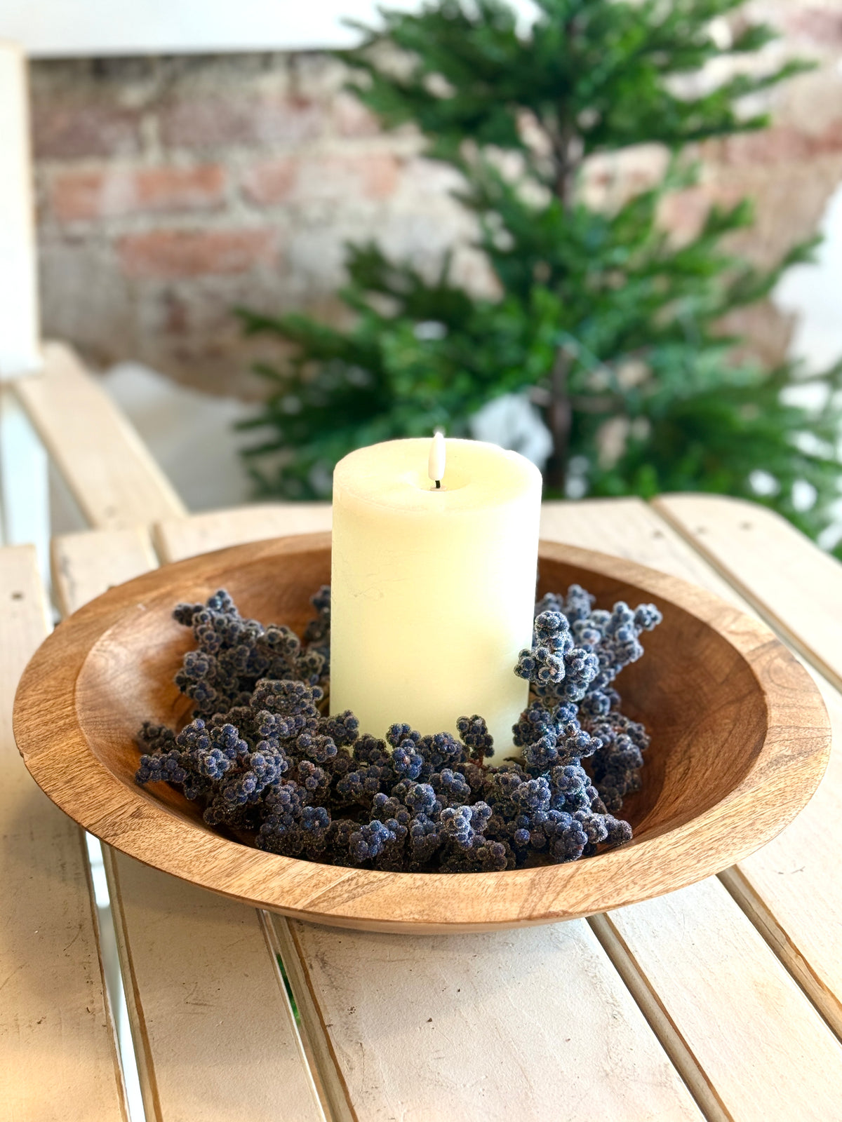 4.25" Iced Blue Berry Candle Ring