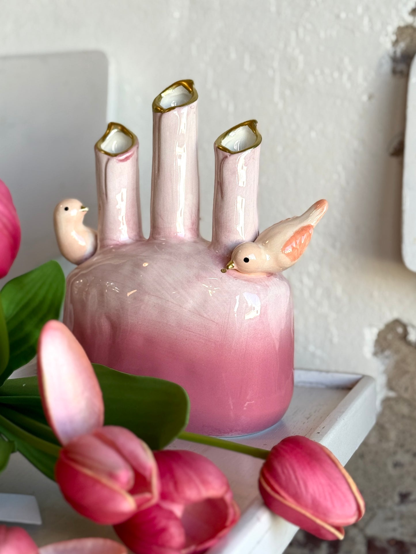 8" Bird Tulip Vase
