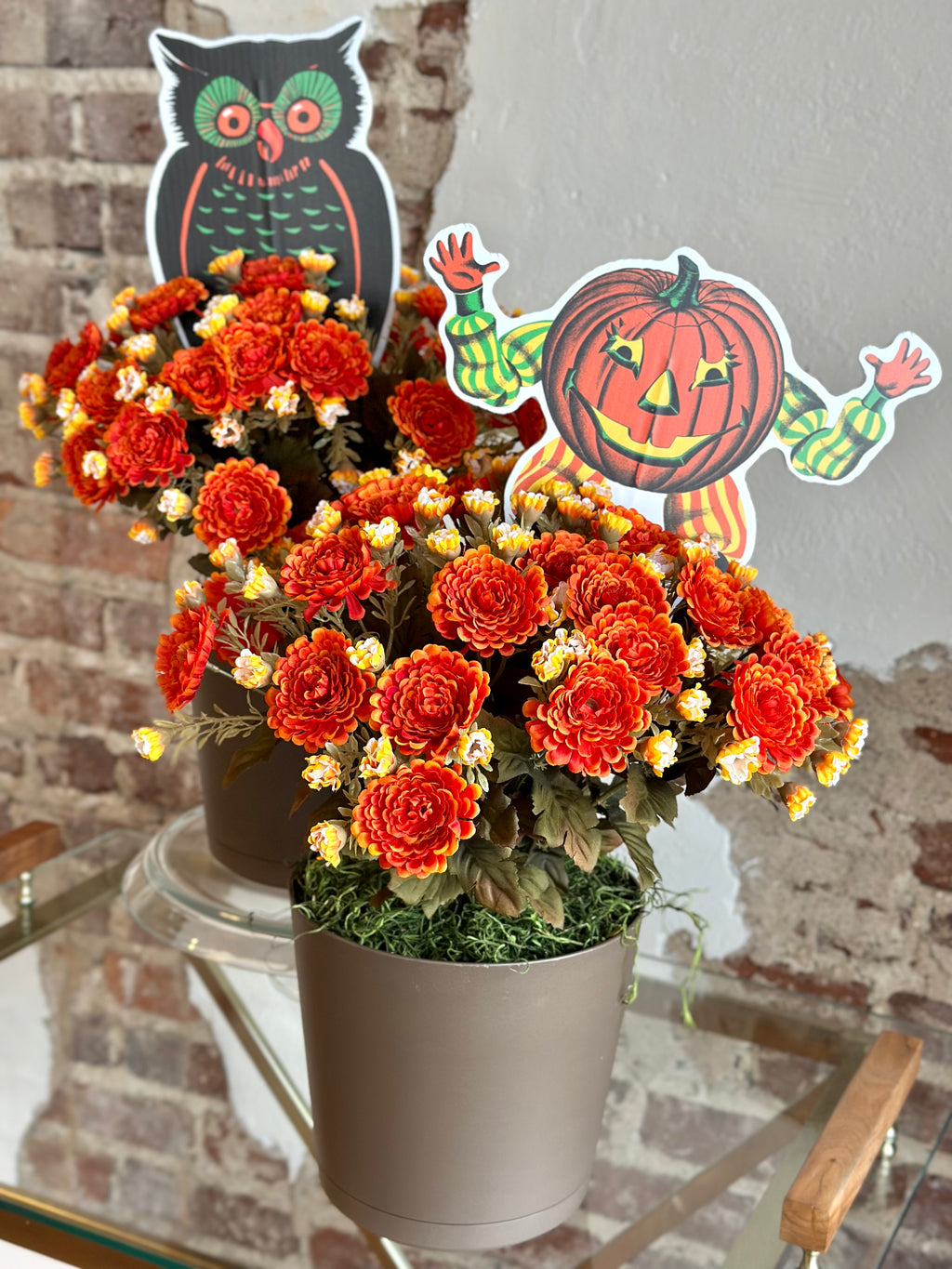 Orange and Yellow Mum Pot Filler