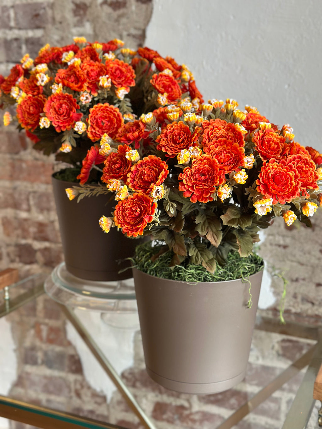 Orange and Yellow Mum Pot Filler