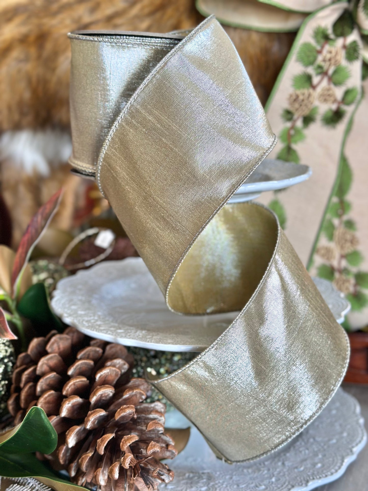 4” Champagne Wired Taffeta