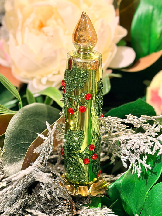 5.5" RETRO GLASS CANDLE CLIP ORNAMENT