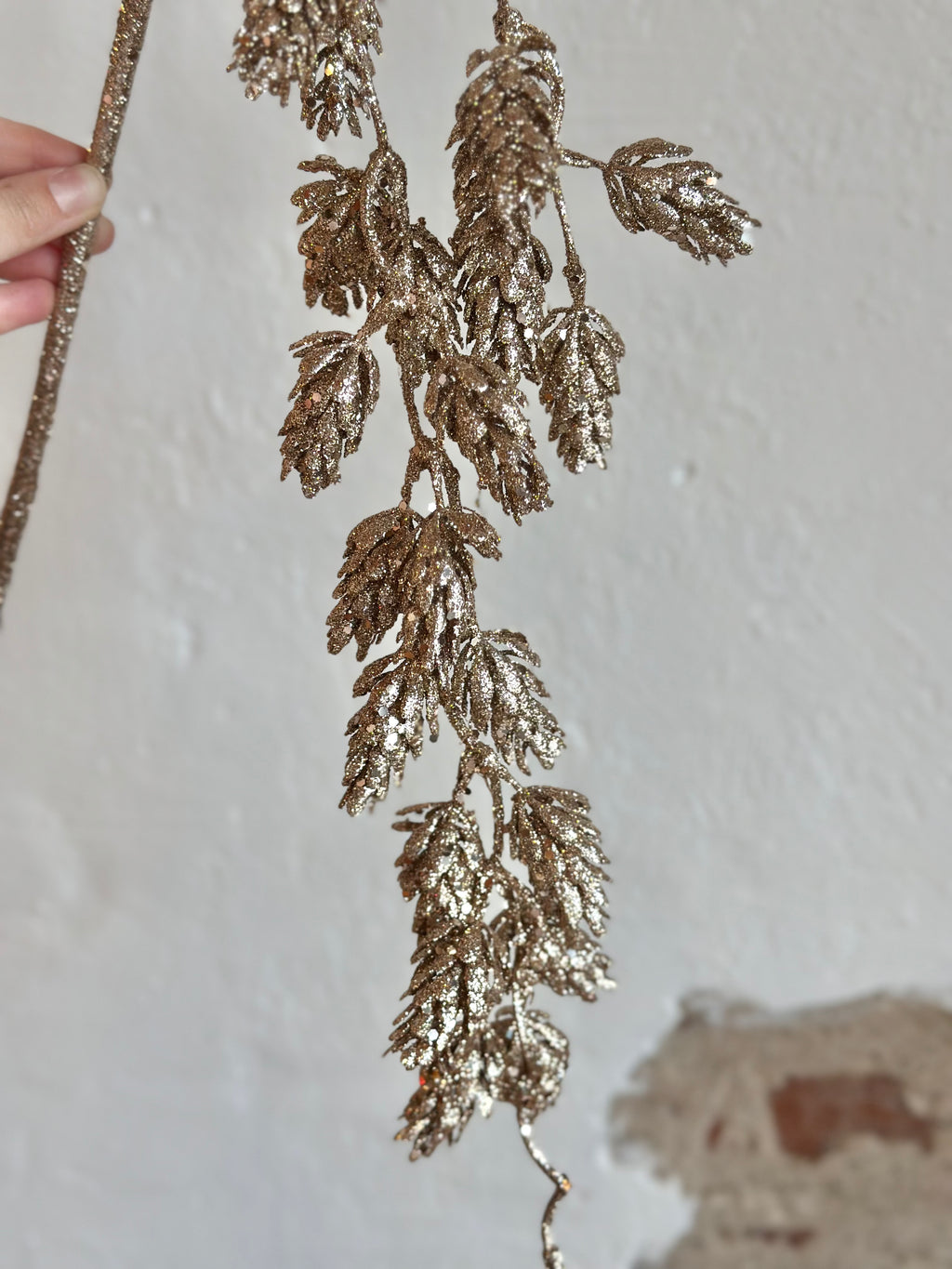 28" GLITTERED HANGING ALPINE CONE SPRAY