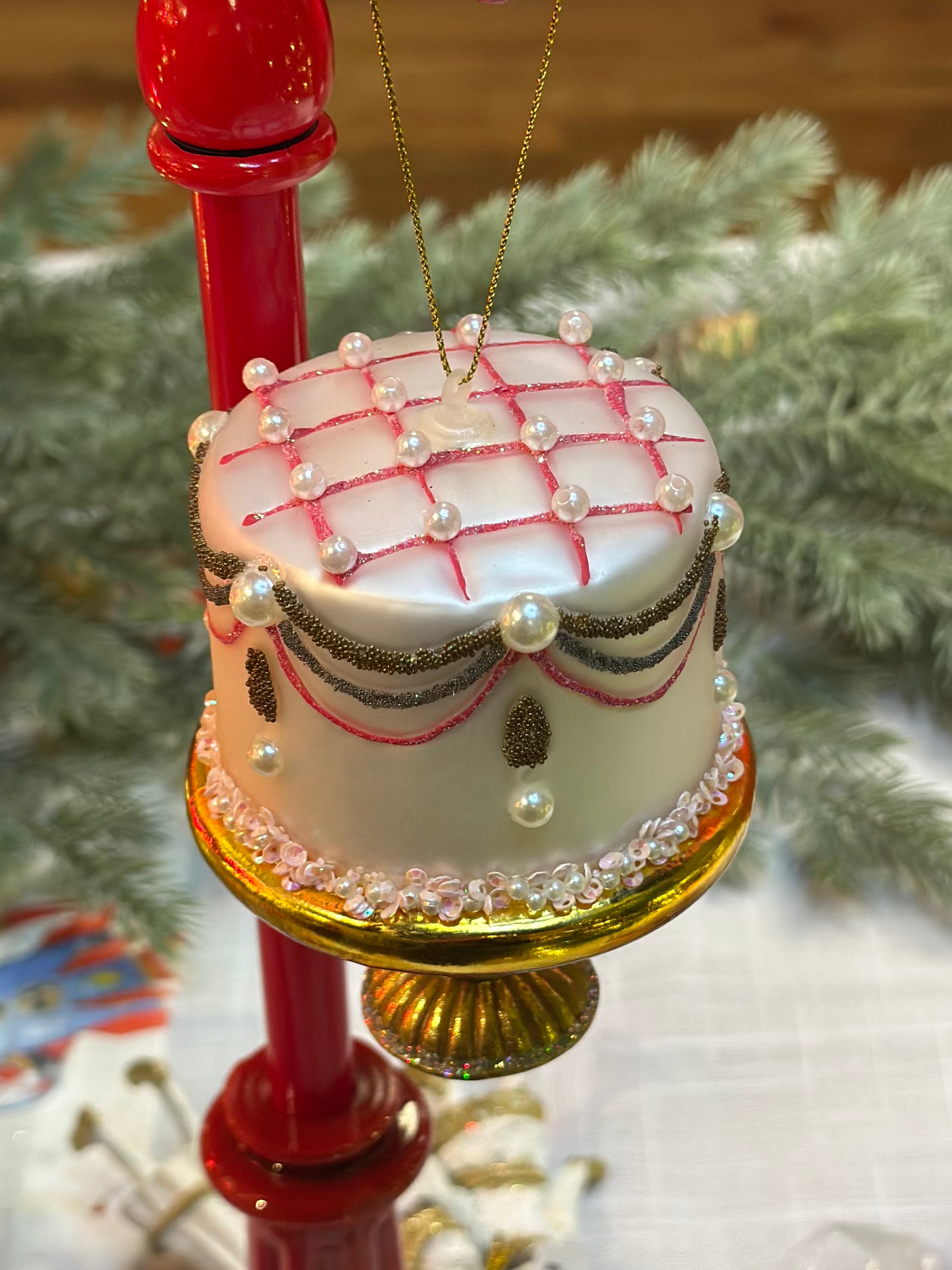 4" Glass Cake Ornament
