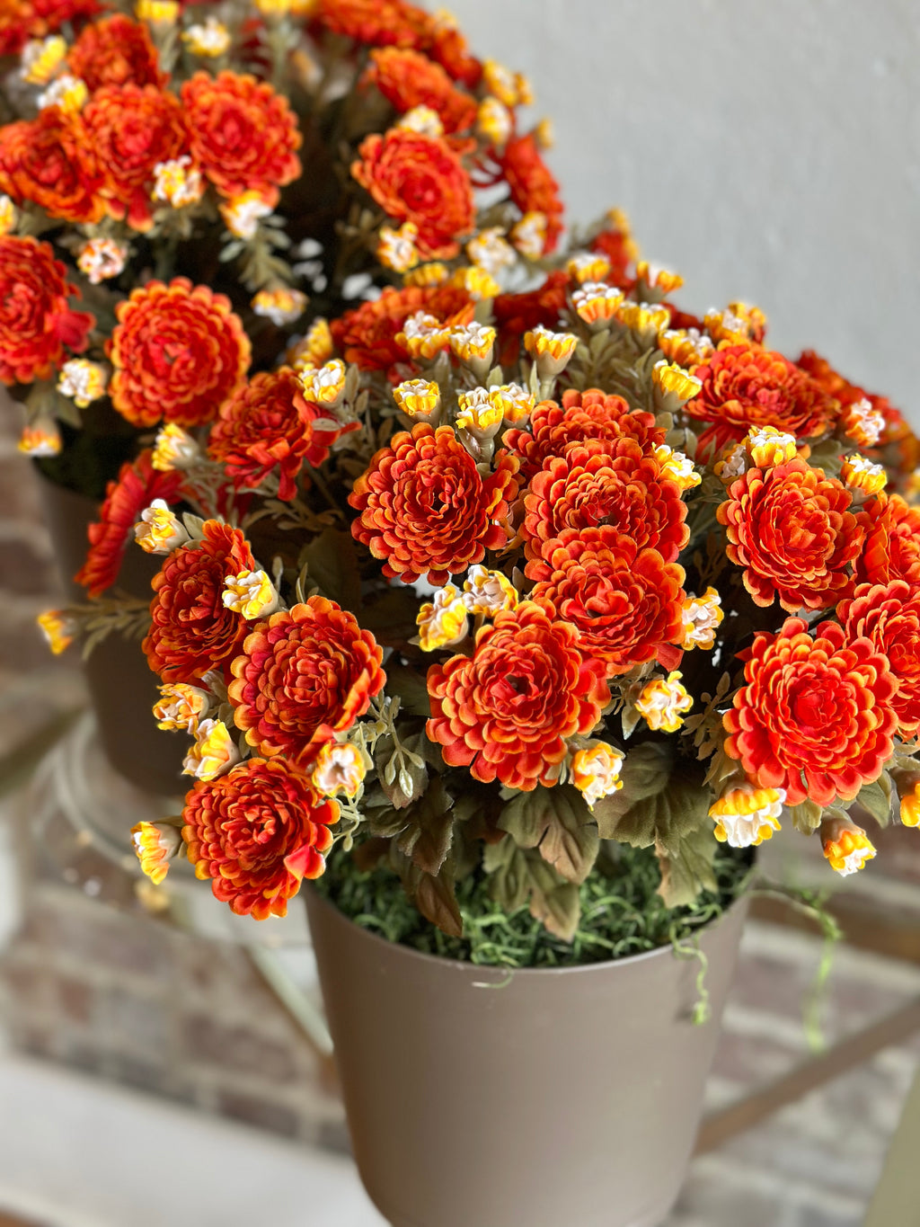 Orange and Yellow Mum Pot Filler