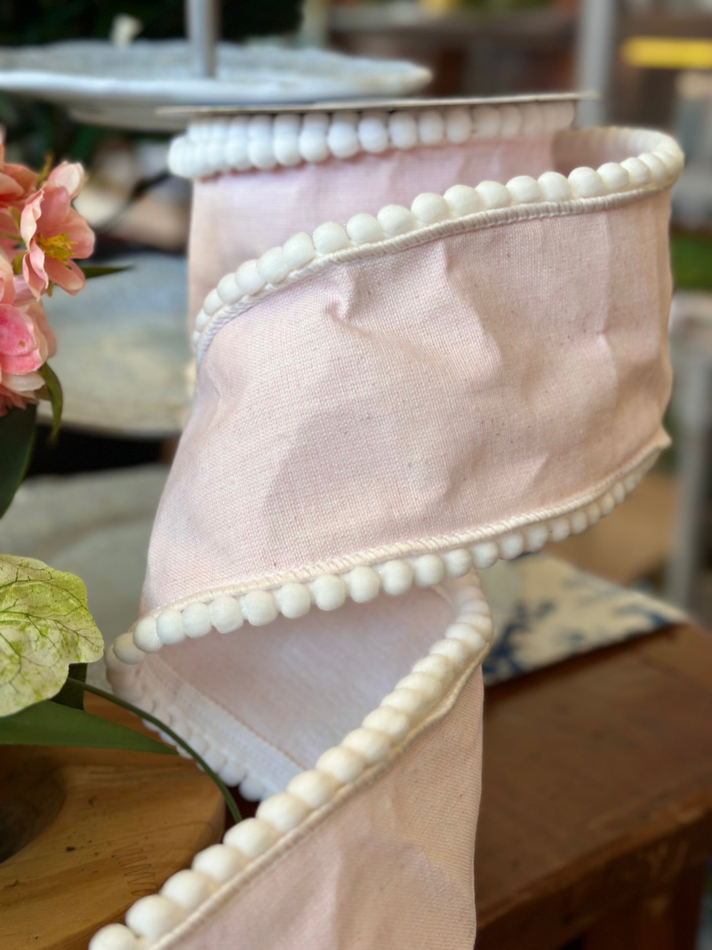 4" Chambray Pompom Ribbon