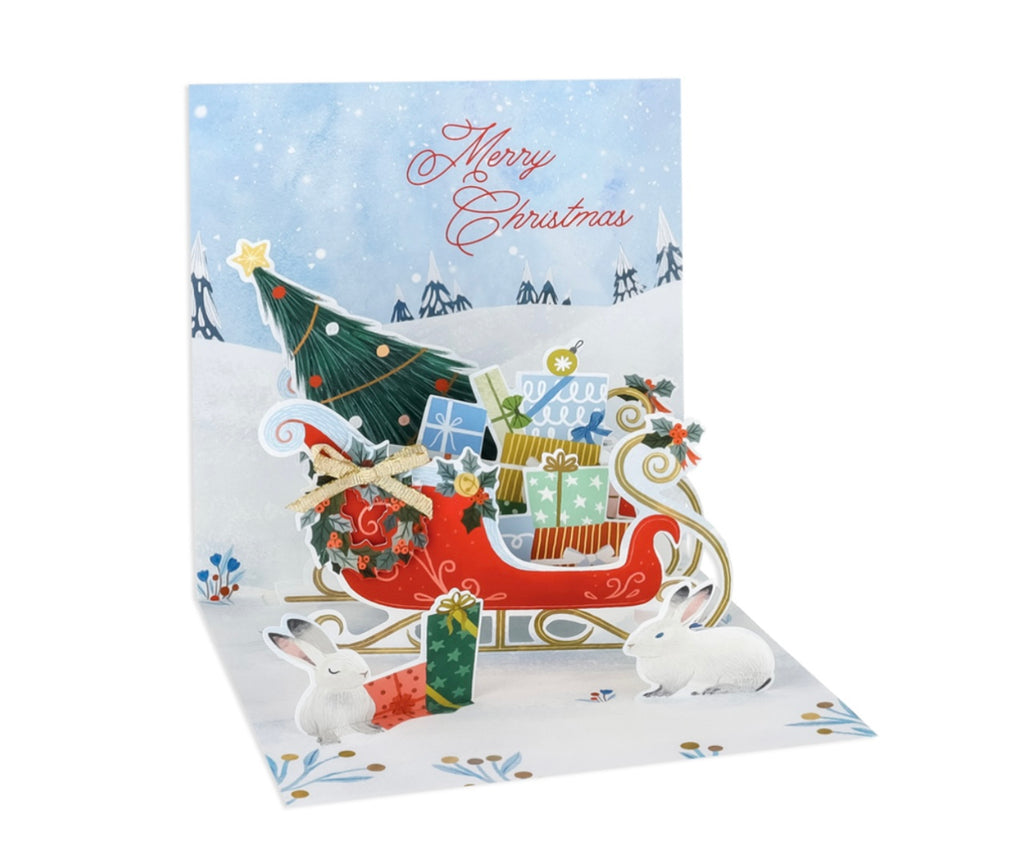 Christmas Sleigh Pop-up Greeting Card with Envelope