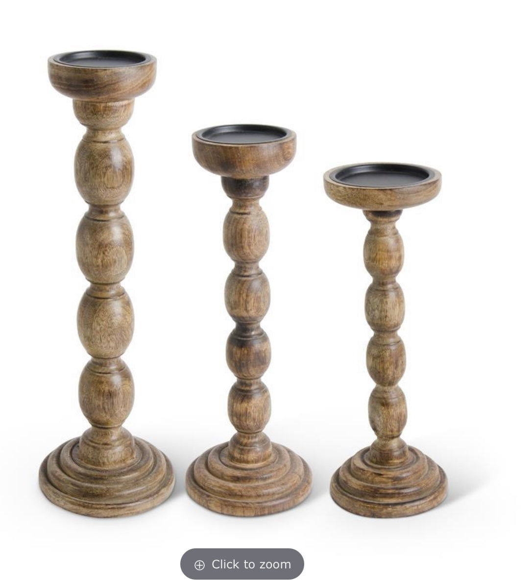BROWN WOOD SPINDLE CANDLEHOLDERS (Multiple Options)