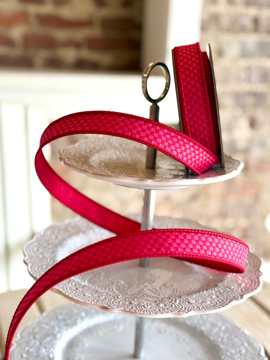 1" Kitschy Checks Ribbon - Sold by the yard