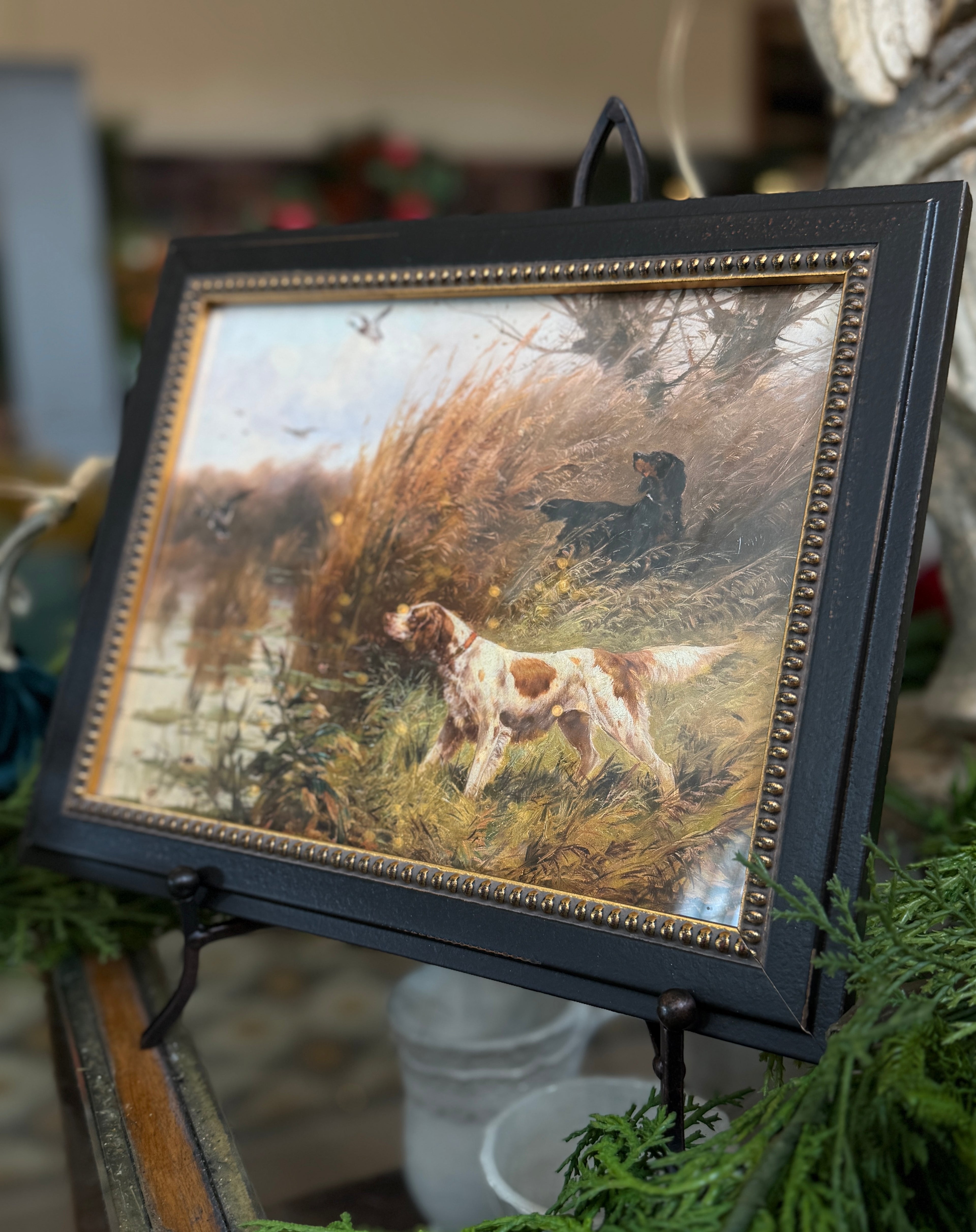 Framed Vintage Bird Dogs Oil Painting Reproduction