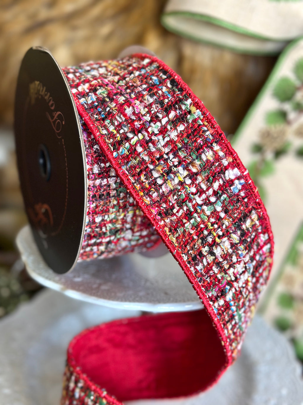 2.5”x5yards Cherry Elf Ribbon