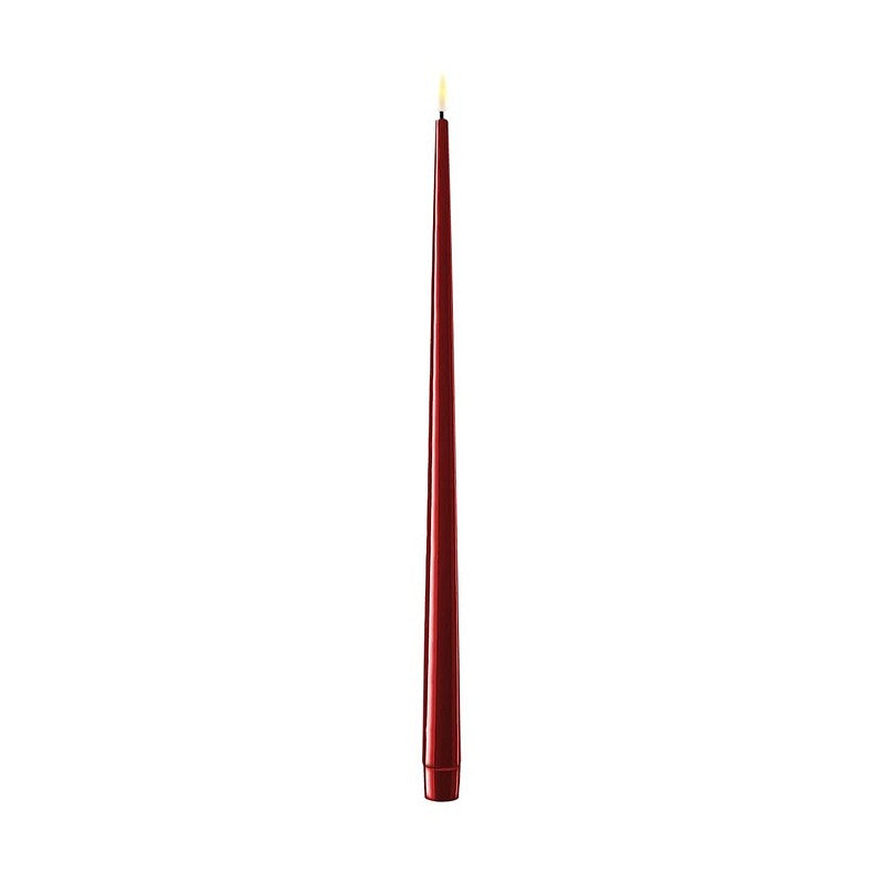 15” shiny taper battery candle Bordeaux - set of 2