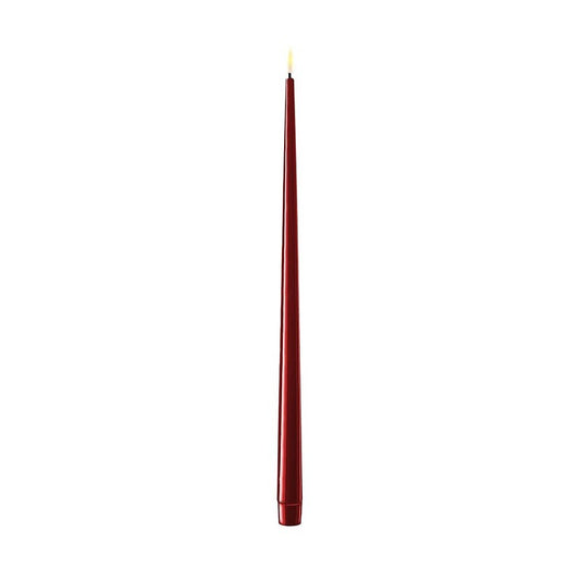 15” shiny taper battery candle Bordeaux - set of 2