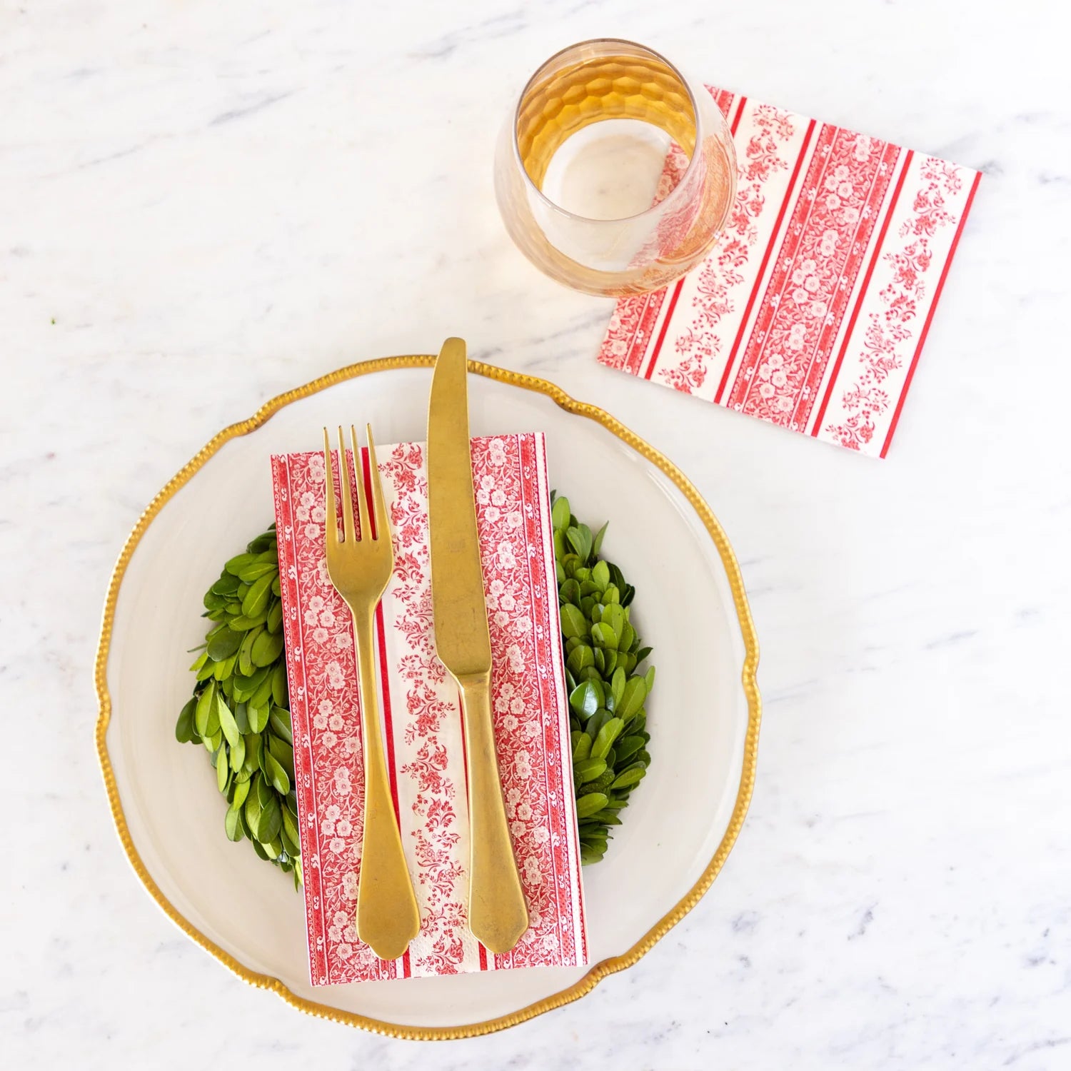 Hester & Cook “Red Burleigh Stripe” Guest Napkin