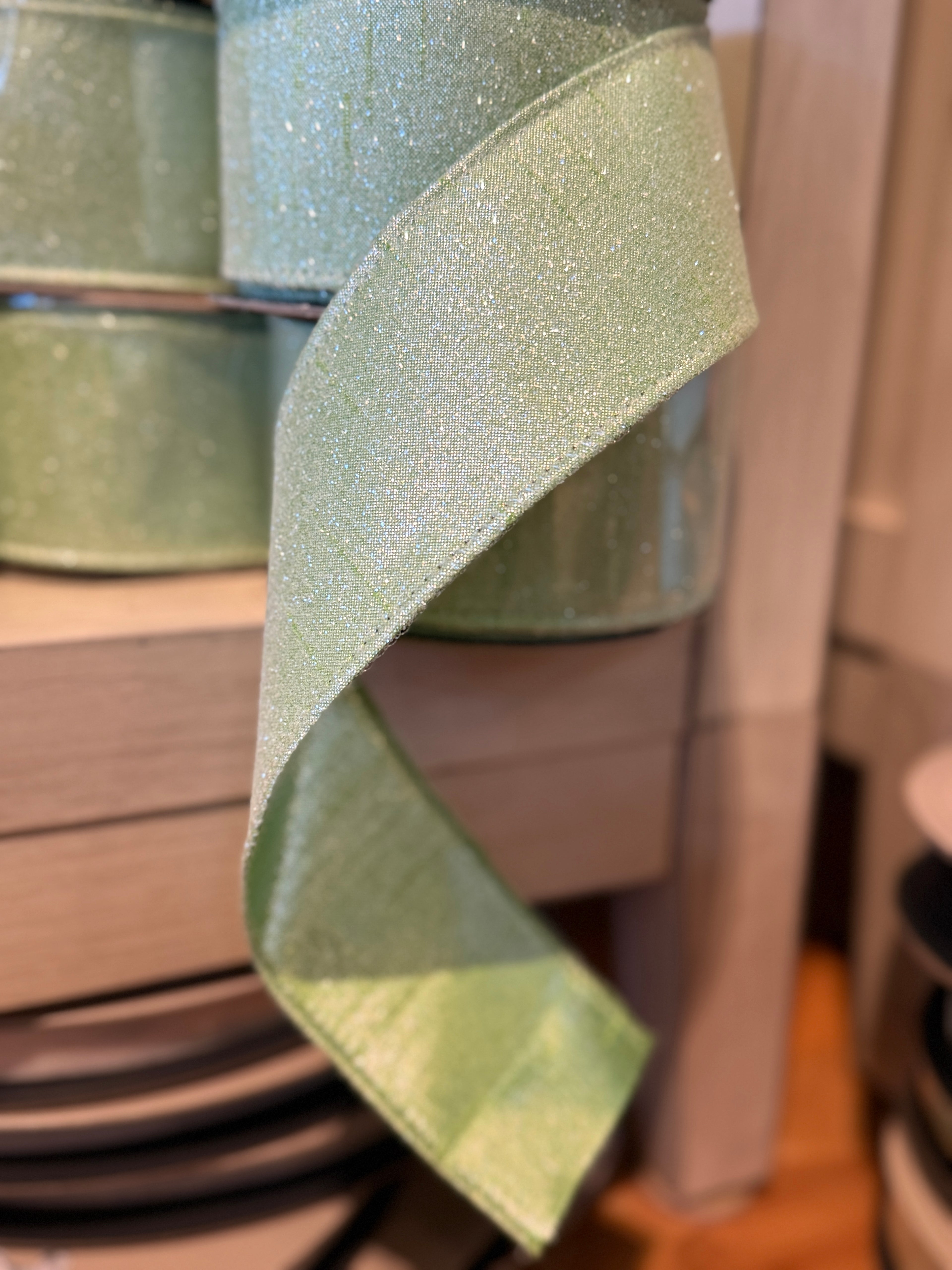 2.5" x 10yds Metallic Glitter, Green
