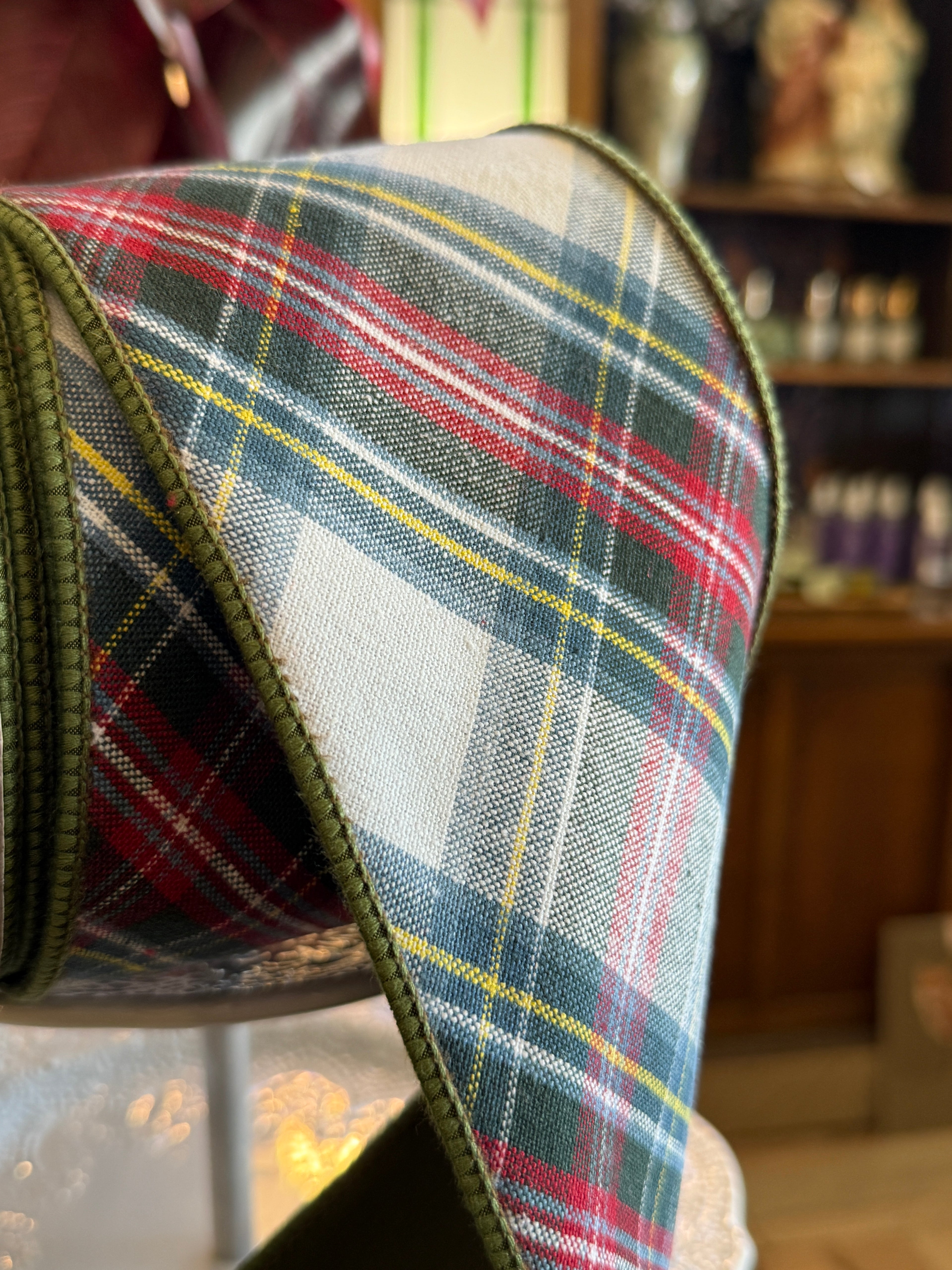 4" Cotton Murray plaid, red, green, blue, white