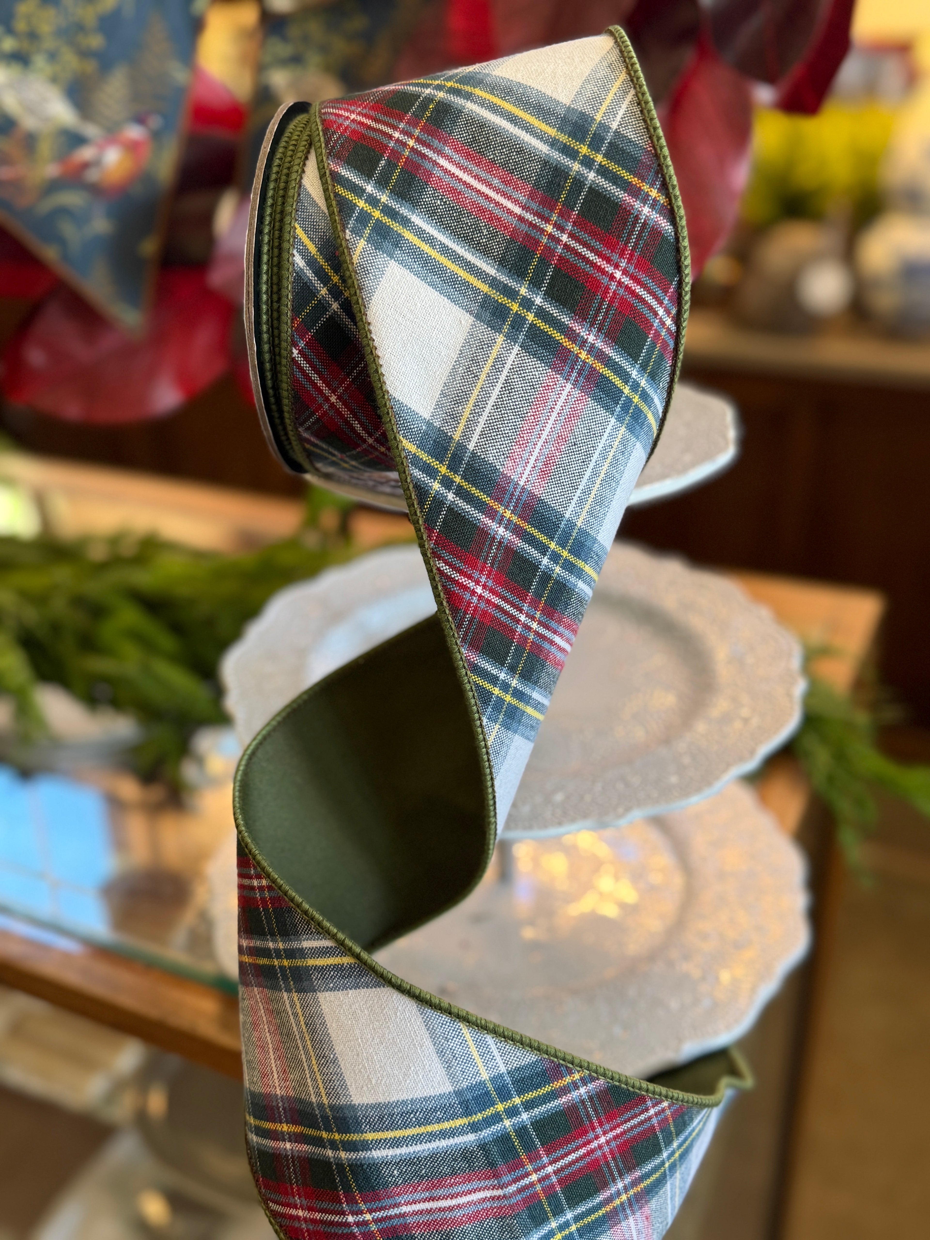 4" Cotton Murray plaid, red, green, blue, white