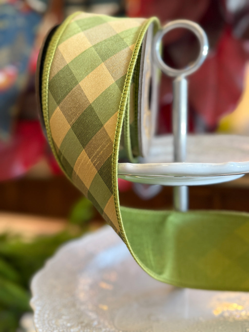 2.5" Dupion Diagonal Aspen Creek Check, Gold, and Green